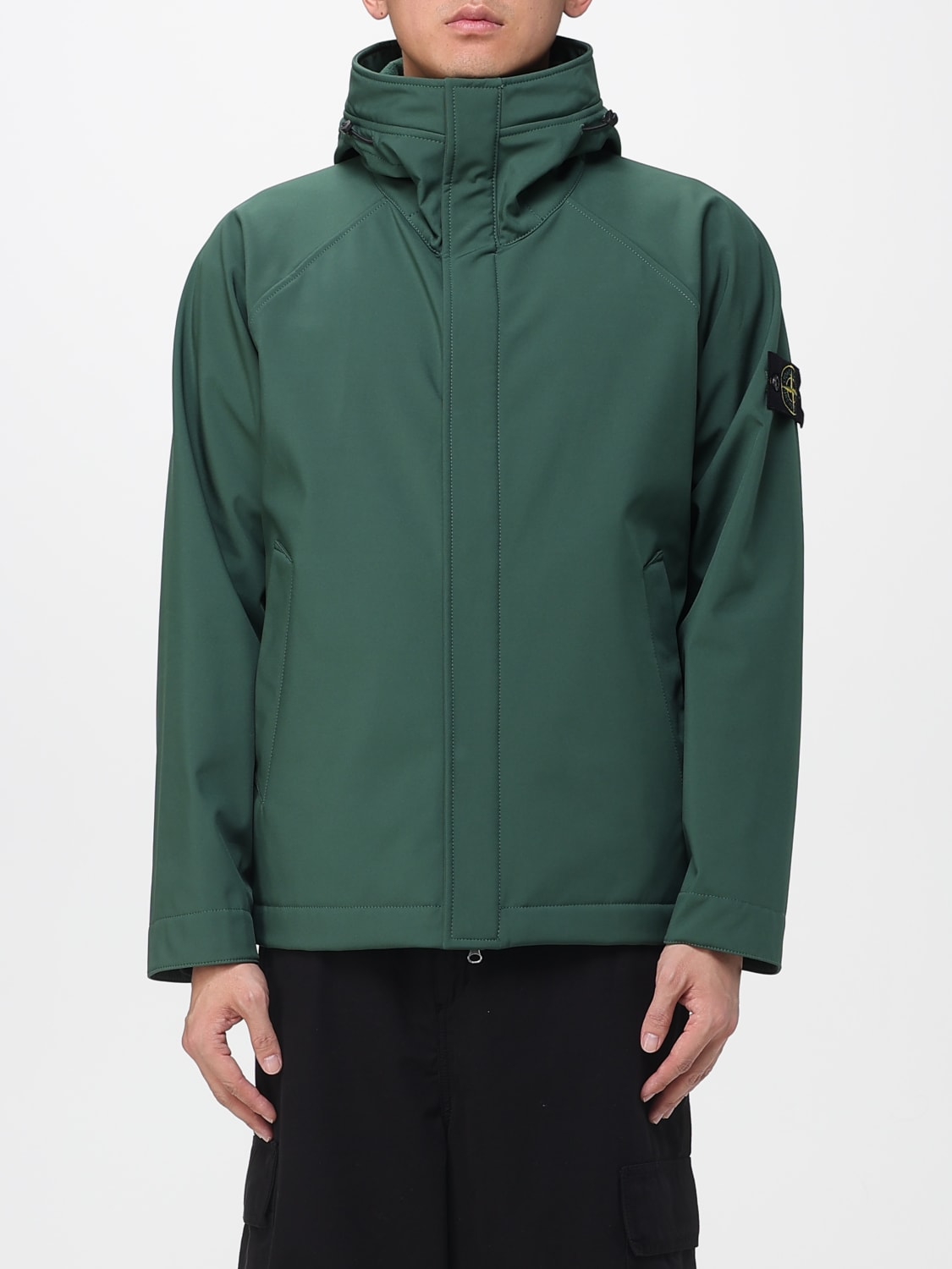 STONE ISLAND GIACCA: Giacca con cappuccio Soft shell Stone Island, Verde - Img 1