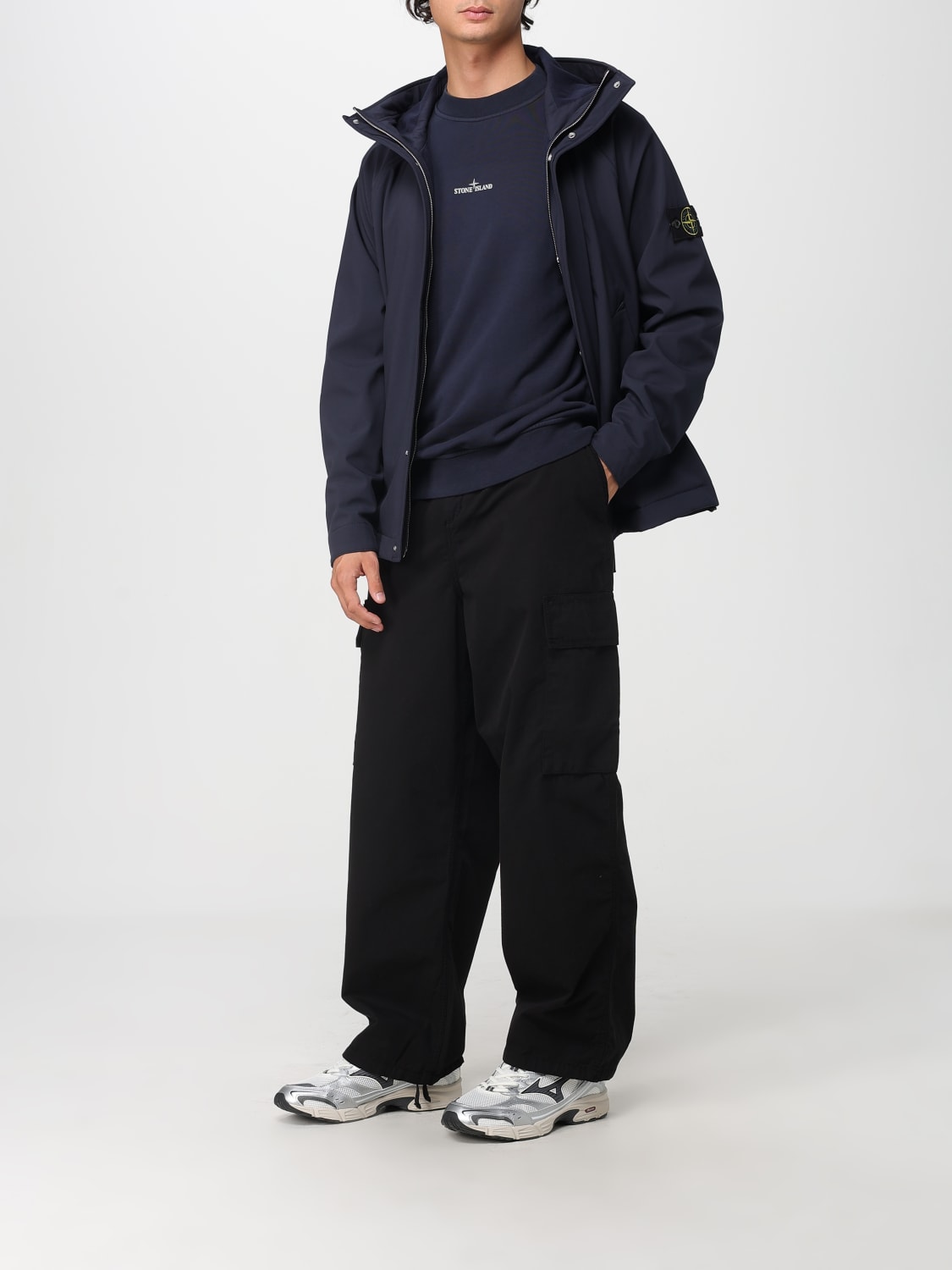 STONE ISLAND GIACCA: Giacca con cappuccio Soft shell Stone Island, Blue Navy - Img 2