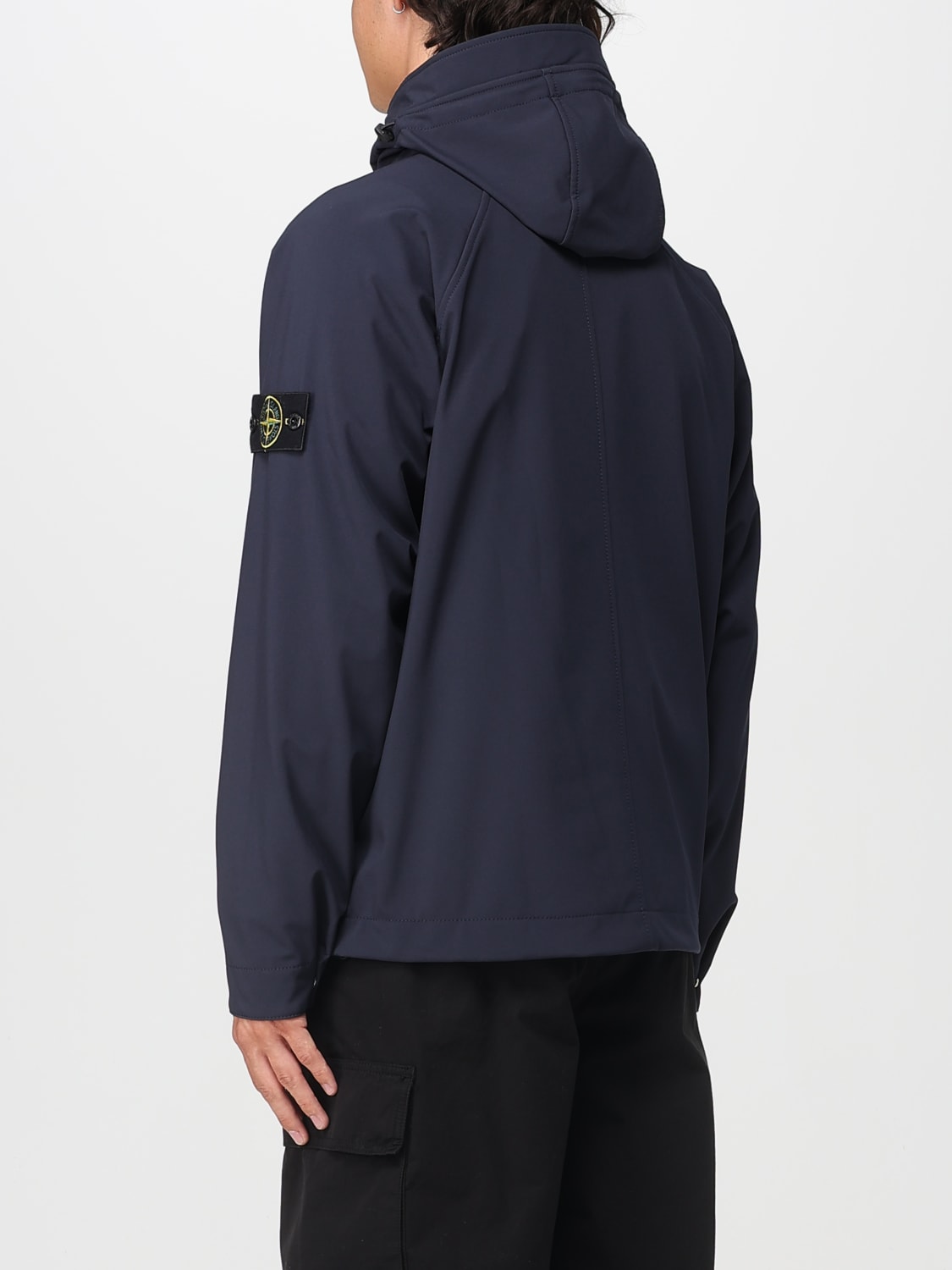 STONE ISLAND GIACCA: Giacca con cappuccio Soft shell Stone Island, Blue Navy - Img 3