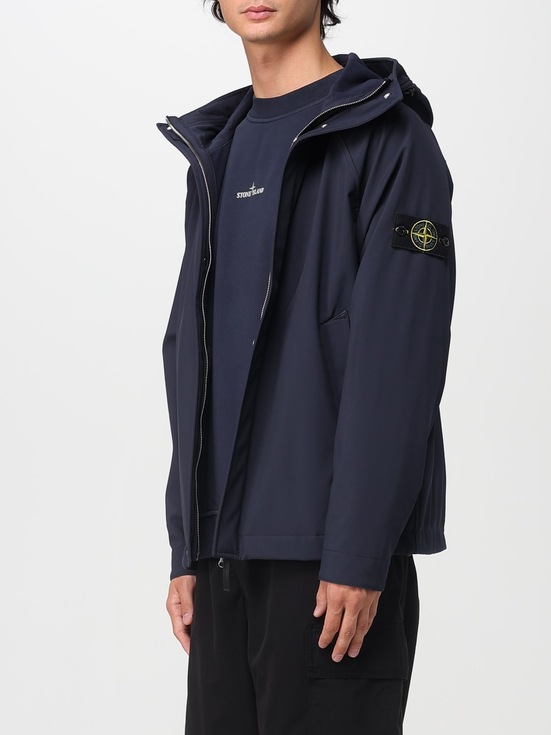 STONE ISLAND GIACCA: Giacca con cappuccio Soft shell Stone Island, Blue Navy - Img 4