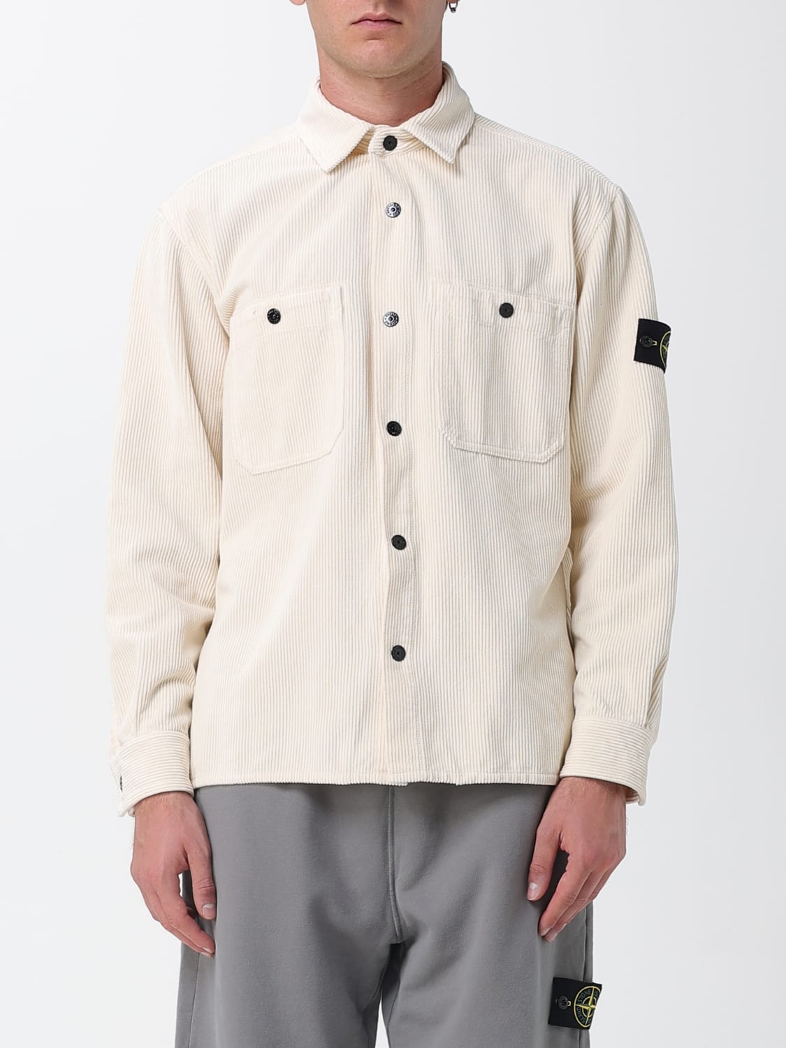 STONE ISLAND CAMICIA: Overshirt Stone Island in velluto , Panna - Img 1