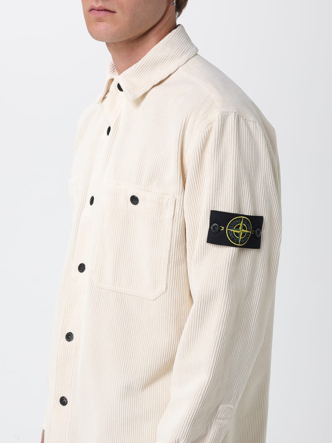 STONE ISLAND CAMICIA: Overshirt Stone Island in velluto , Panna - Img 4