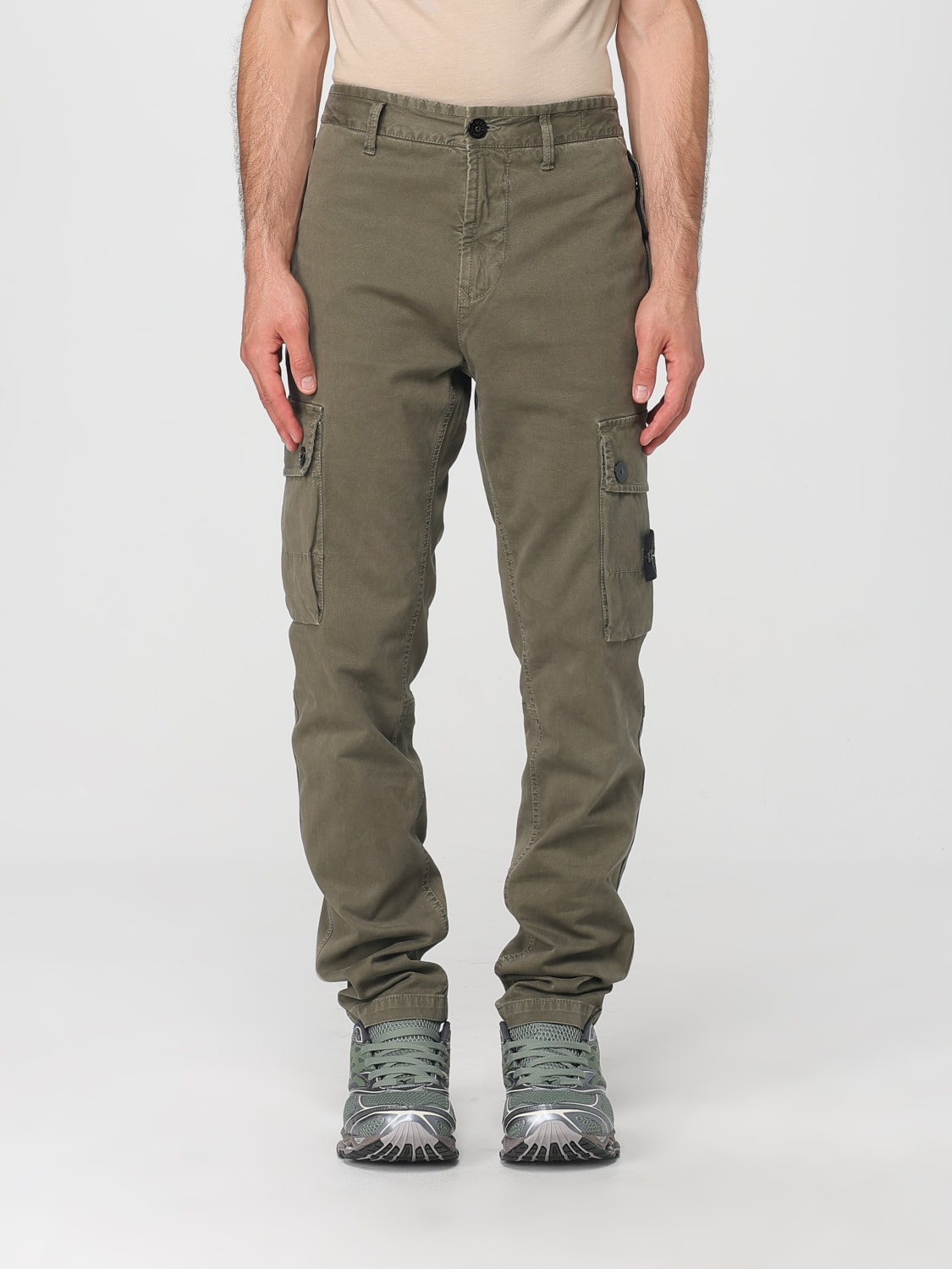 STONE ISLAND PANTALONI: Pantalone cargo Stone Island in cotone stretch , Militare - Img 1