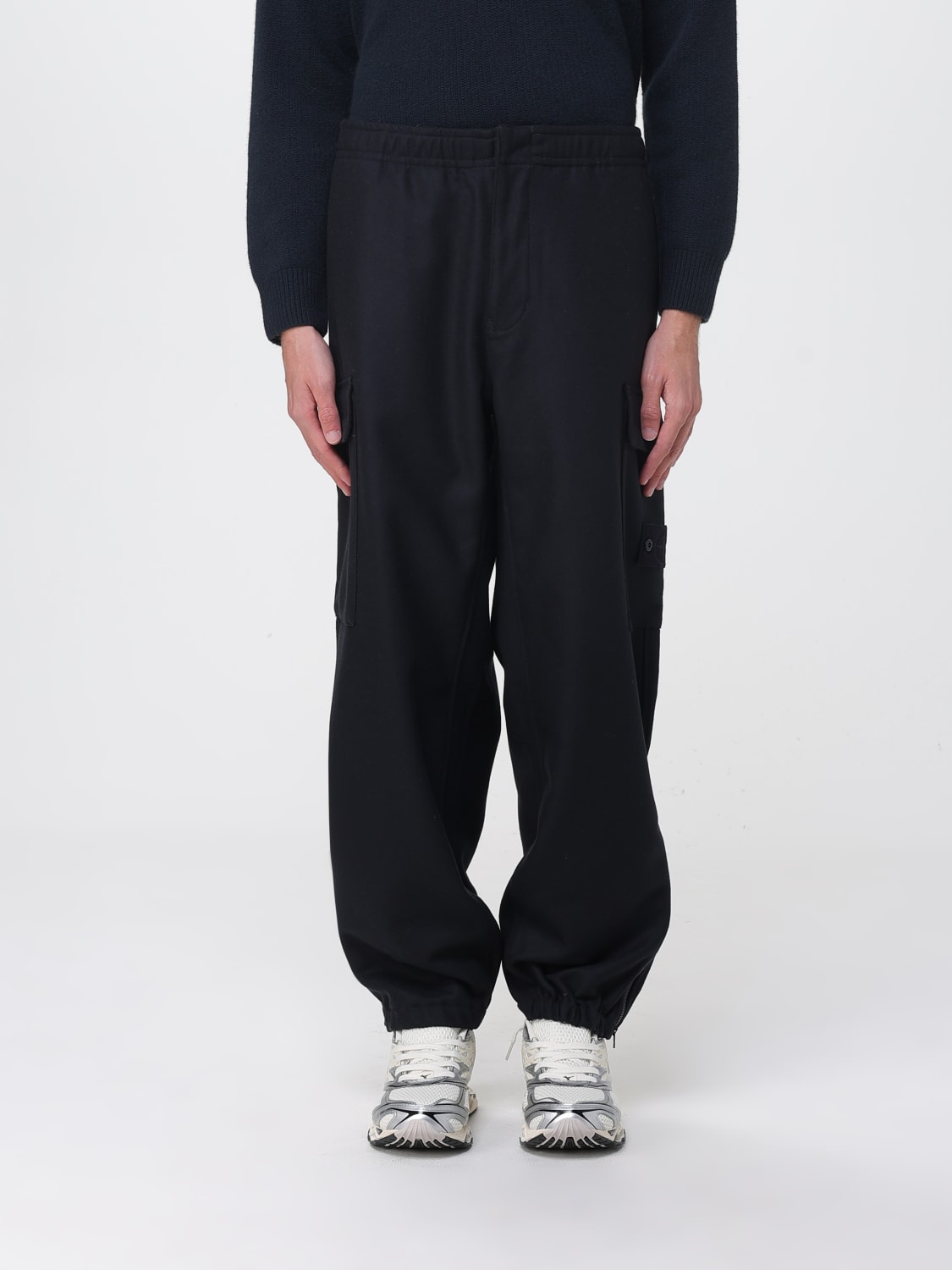 STONE ISLAND PANTALONI: Pantalone Ghost Stone Island in flanella di misto lana , Blue - Img 1