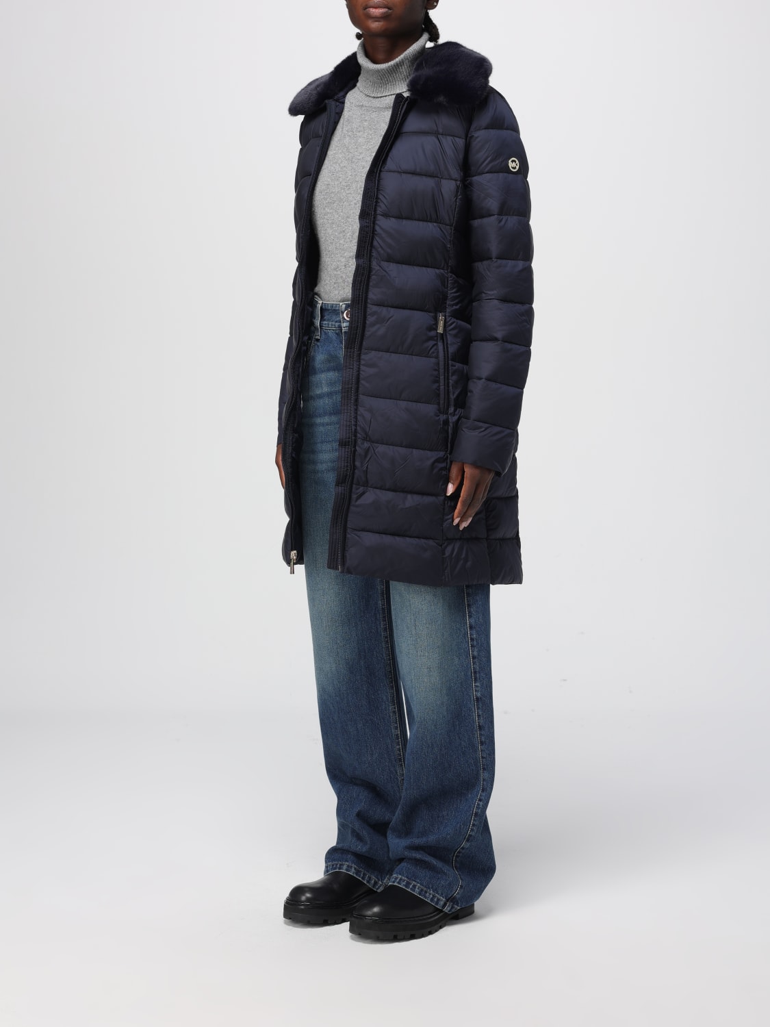 MICHAEL KORS GIACCA: Piumino Michael Kors con collo pelo e cintura, Blue - Img 3