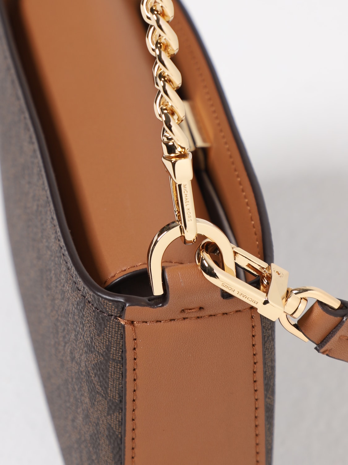 MICHAEL KORS BORSA MINI: Borsa Bryant Michael Kors in cotone spalmato a grana con monogram all over , Marrone - Img 3