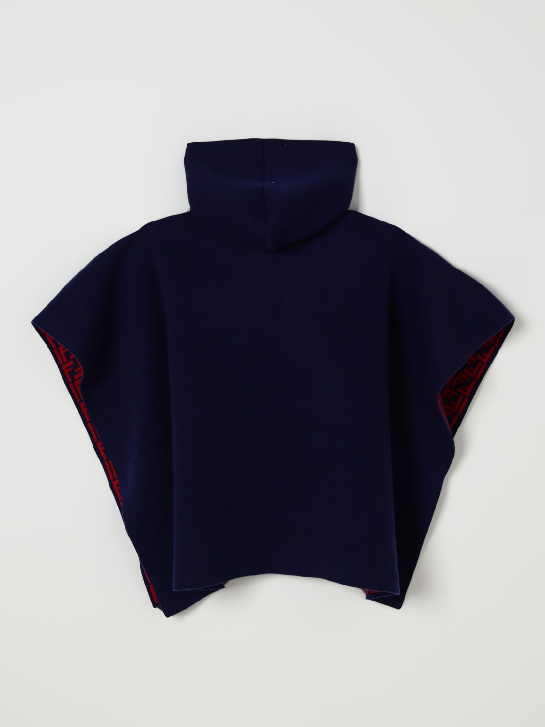 FENDI CAPPOTTO: Cappa in lana FF Fendi con cappuccio, Blue - Img 2