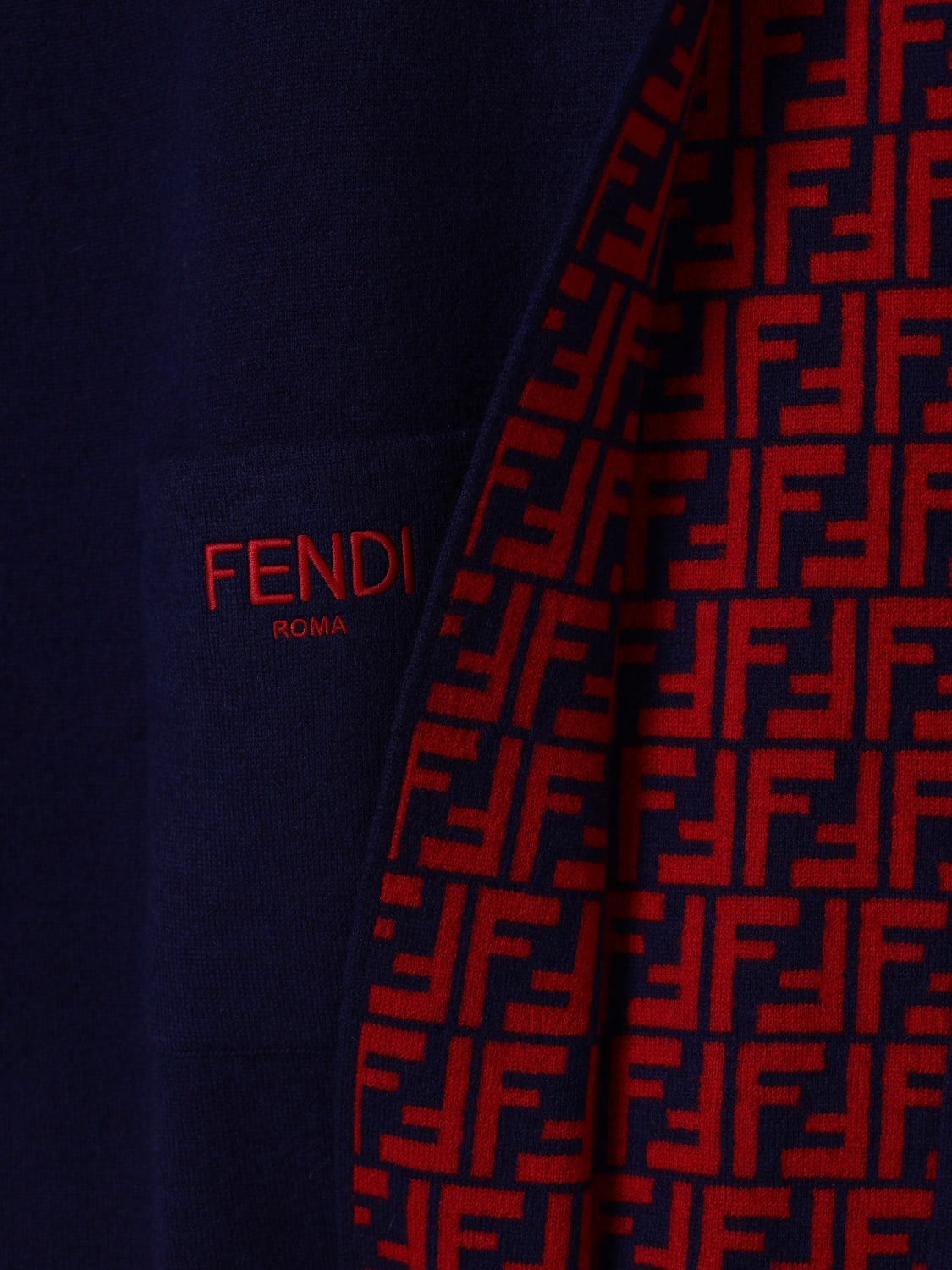 FENDI CAPPOTTO: Cappa in lana FF Fendi con cappuccio, Blue - Img 3
