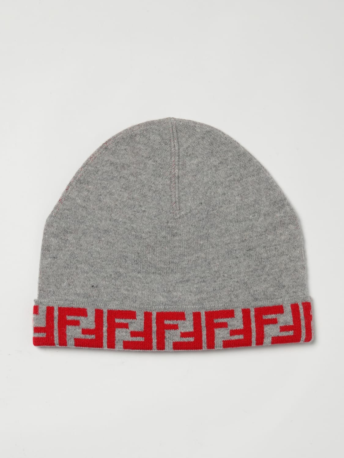 FENDI CAPPELLO: Cappello FF Fendi in lana con monogram jacquard , Grigio - Img 2