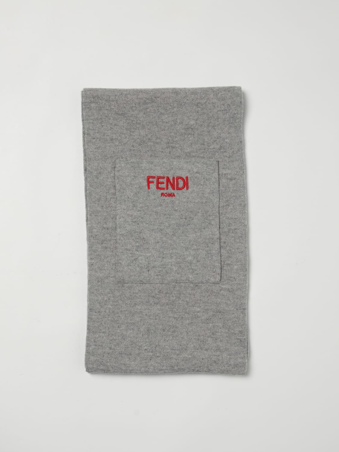 FENDI SCIARPA: Sciarpa FF Fendi in lana , Grigio - Img 1