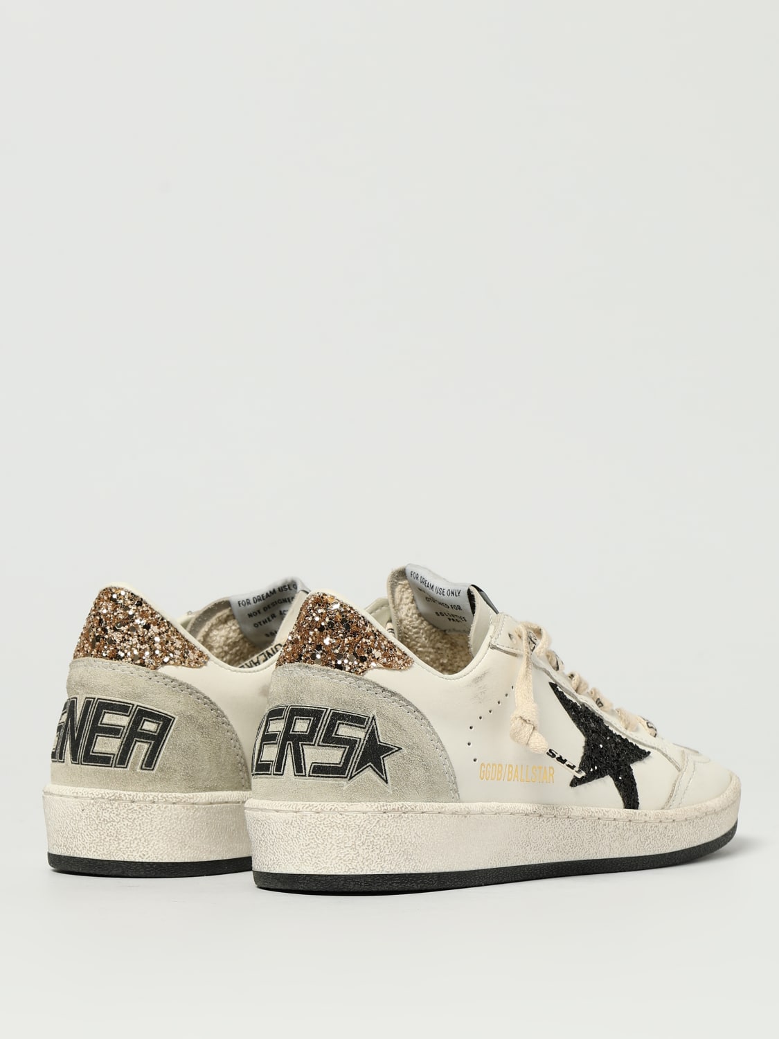 GOLDEN GOOSE SNEAKERS: Sneakers Ballstar Golden Goose in pelle e glitter used , Bianco - Img 3