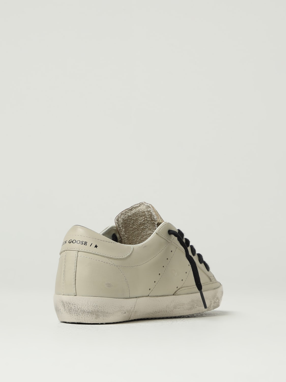 GOLDEN GOOSE SNEAKERS: Sneakers Super-Star Golden Goose in pelle used e cavallino animalier , Beige - Img 3