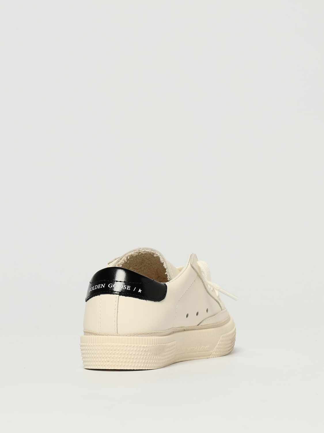 GOLDEN GOOSE SNEAKERS: Sneakers May Golden Goose in pelle e glitter , Bianco - Img 3