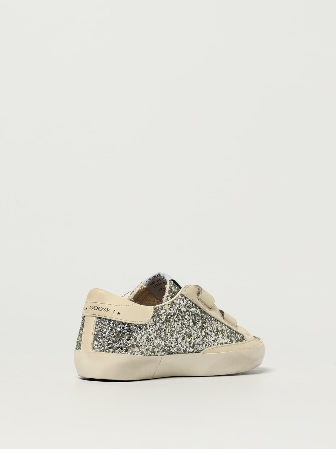 GOLDEN GOOSE SNEAKERS: Sneakers Old School Golden Goose in pelle e glitter used , Argento - Img 3