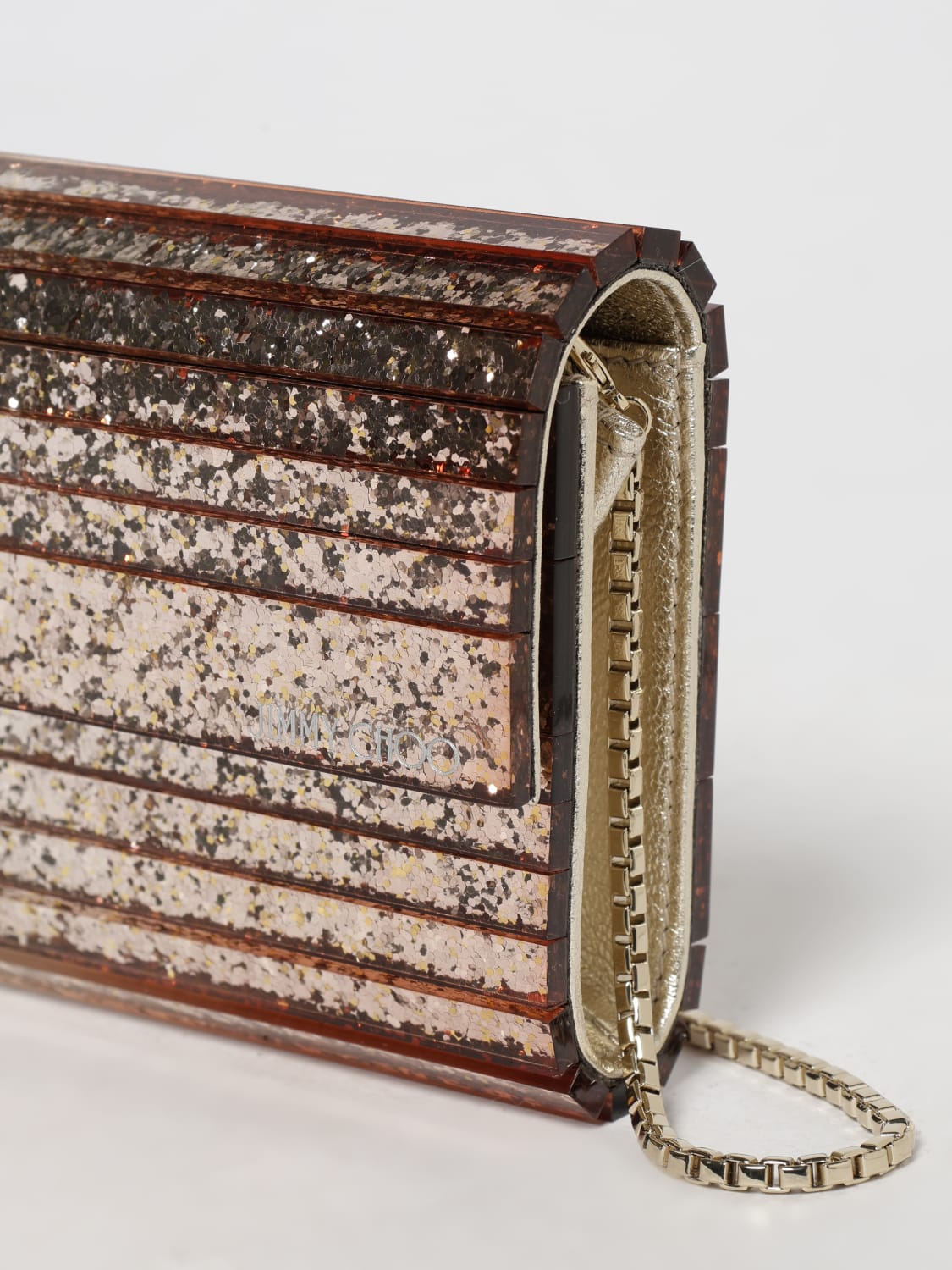 JIMMY CHOO CLUTCH: Shoulder bag woman Jimmy Choo, Champagne - Img 3