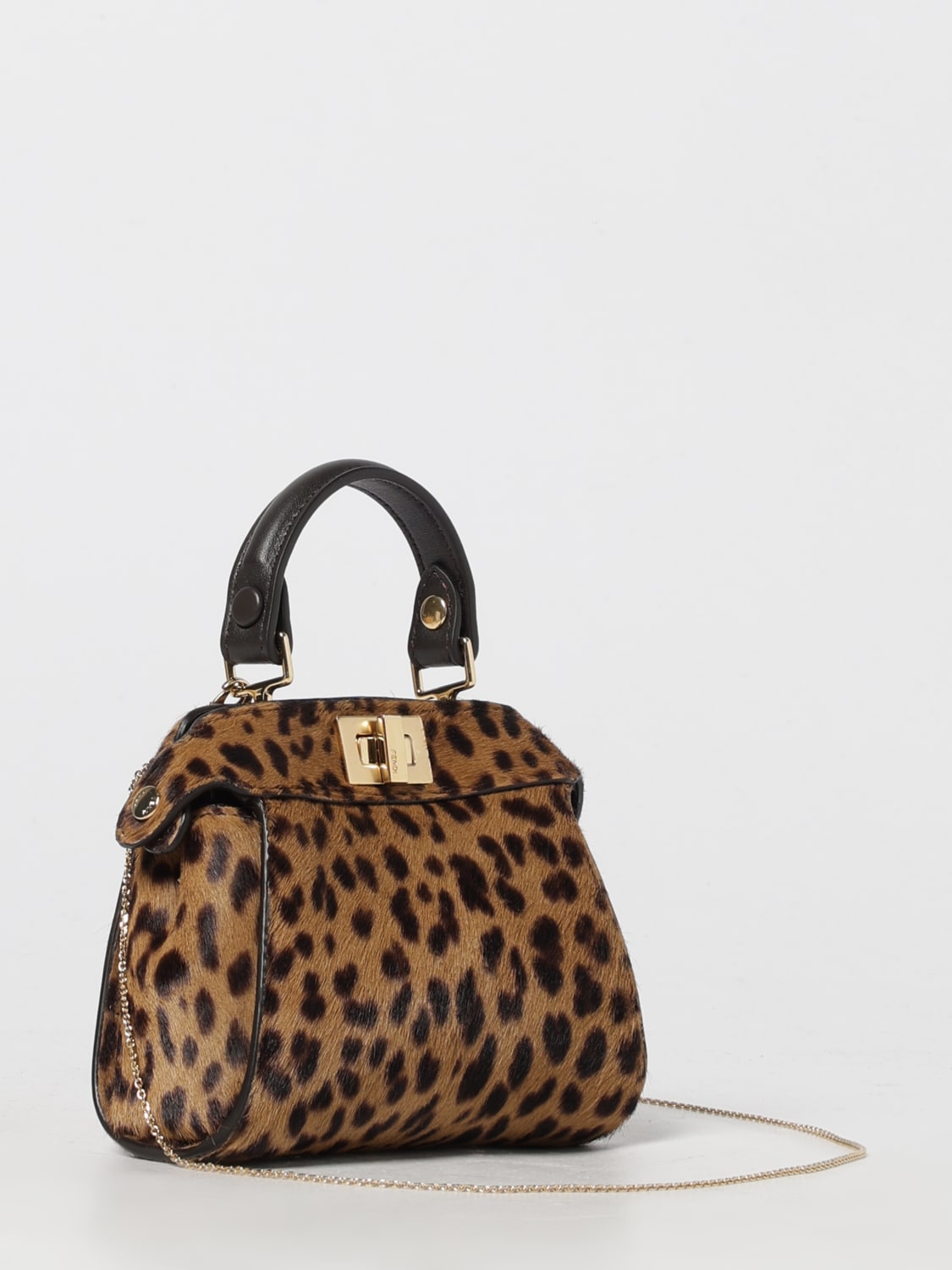 FENDI MINI BAG: Shoulder bag woman Fendi, Tobacco - Img 3