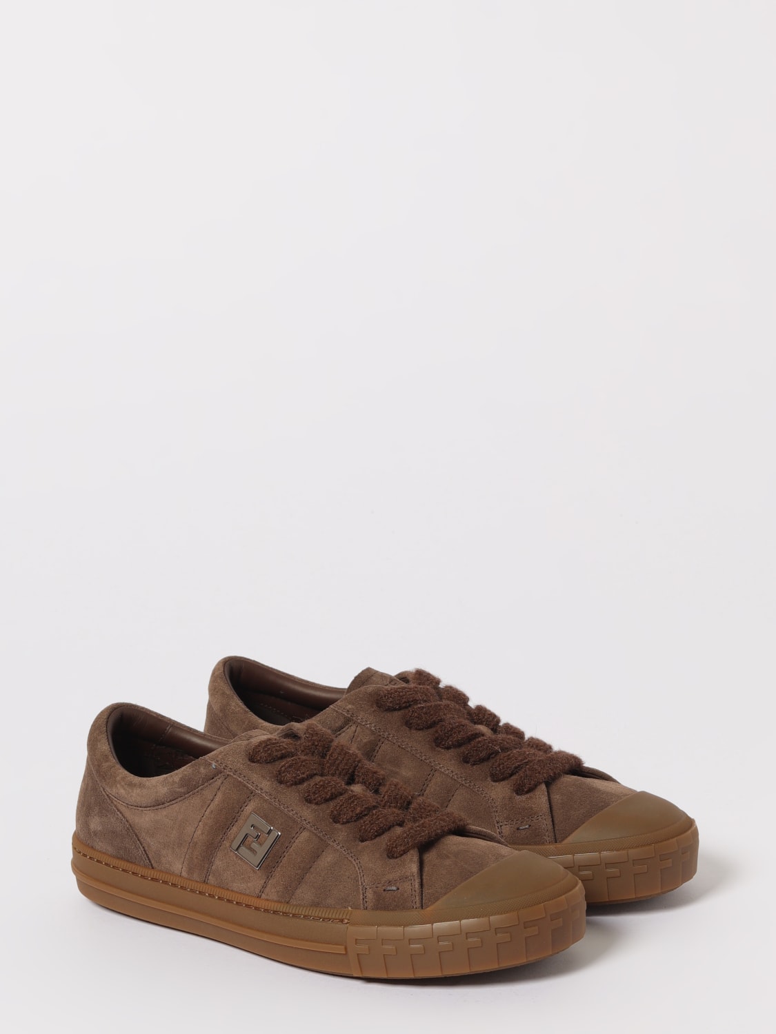 FENDI SNEAKERS: Sneakers Domino Fendi in camoscio , Mogano - Img 2