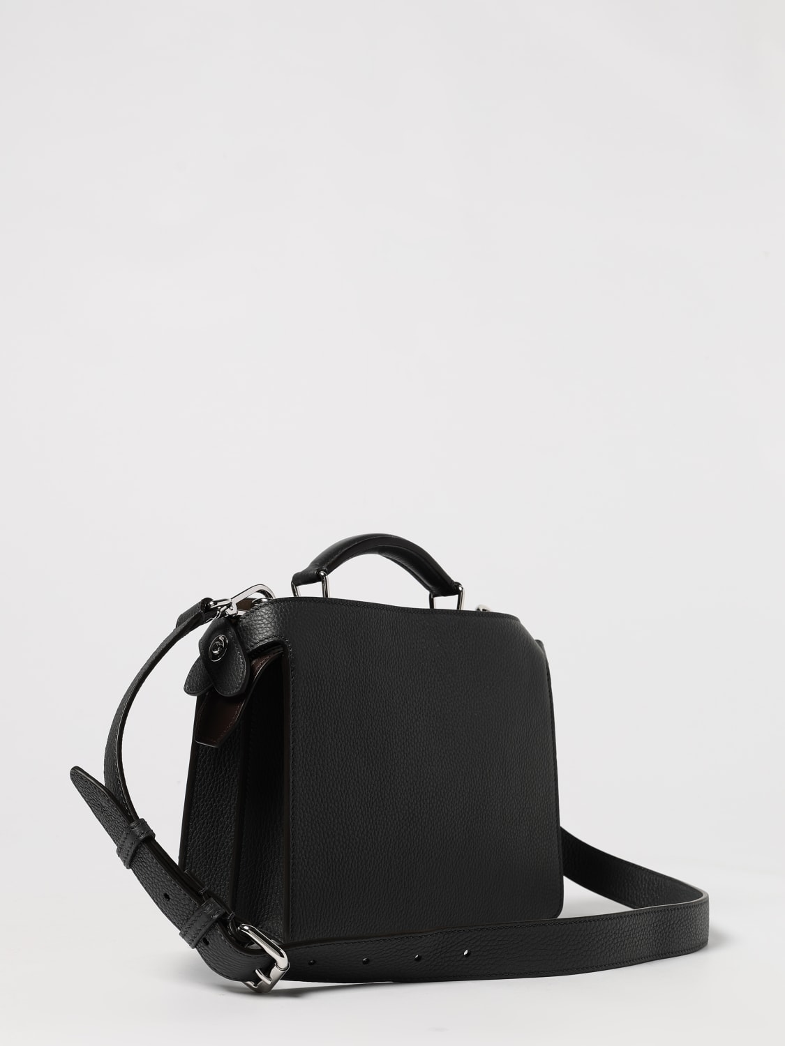 FENDI BORSA A TRACOLLA: Borsa Peekaboo ISeeU Small Fendi in pelle a grana Cuoio Romano, Antracite - Img 3