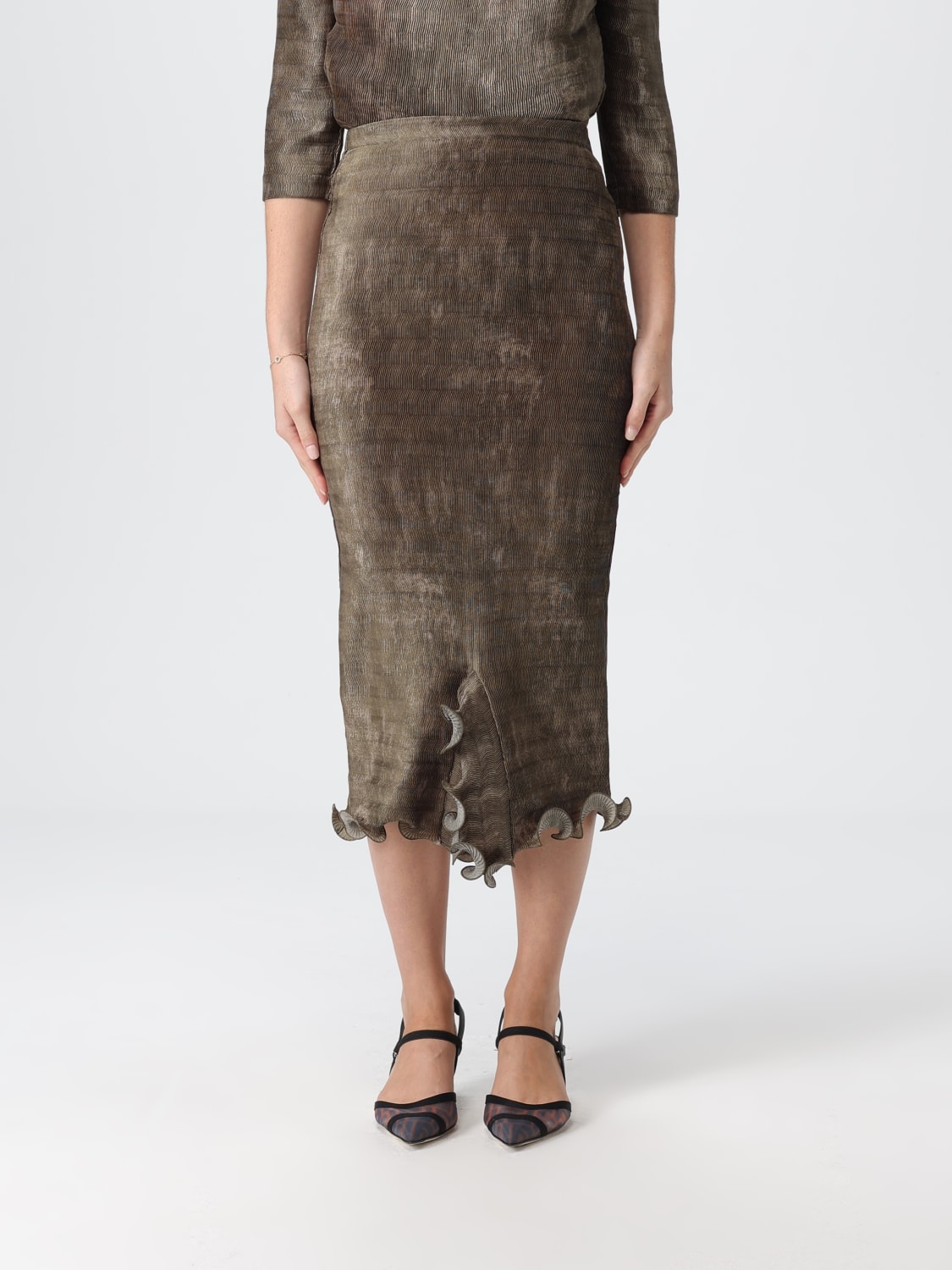 FENDI FALDA: Falda mujer Fendi, Oliva - Img 1