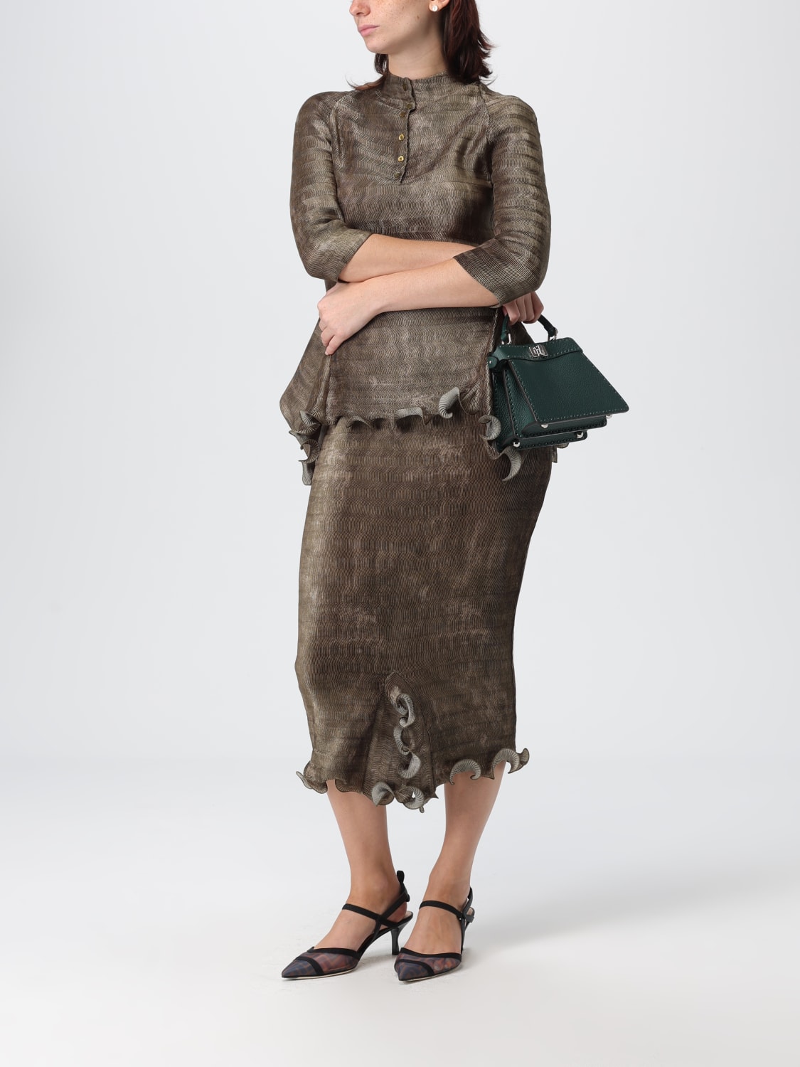 FENDI FALDA: Falda mujer Fendi, Oliva - Img 2