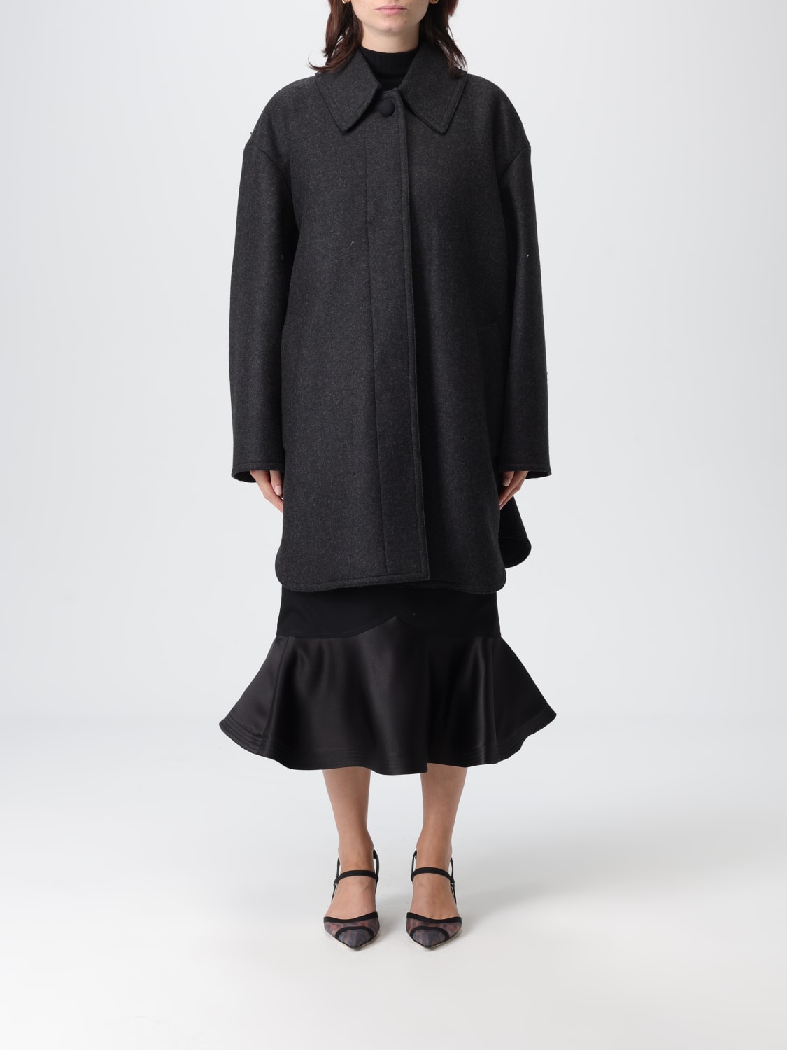 FENDI COAT: Coat woman Fendi, Grey - Img 1