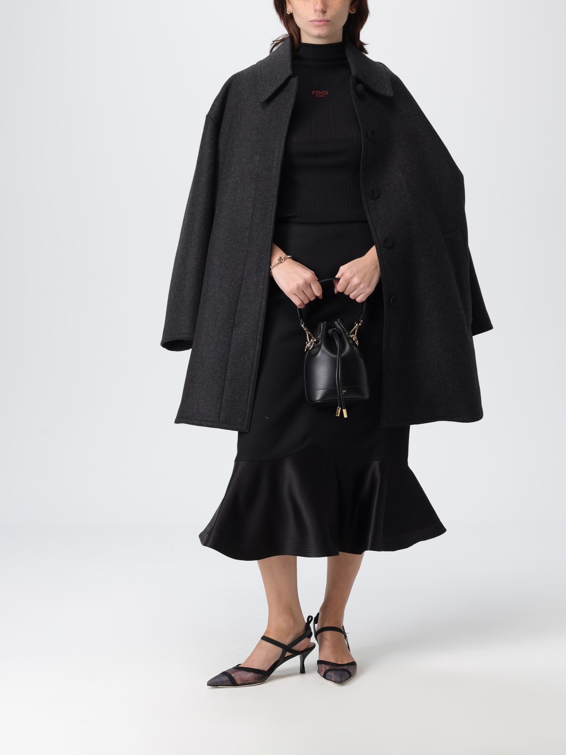 FENDI COAT: Coat woman Fendi, Grey - Img 2