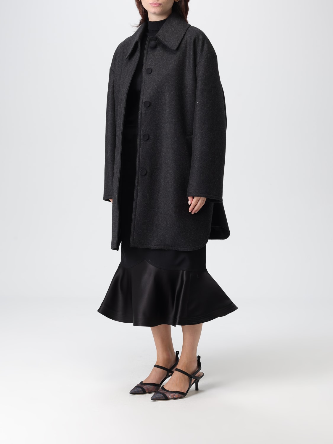 FENDI COAT: Coat woman Fendi, Grey - Img 4