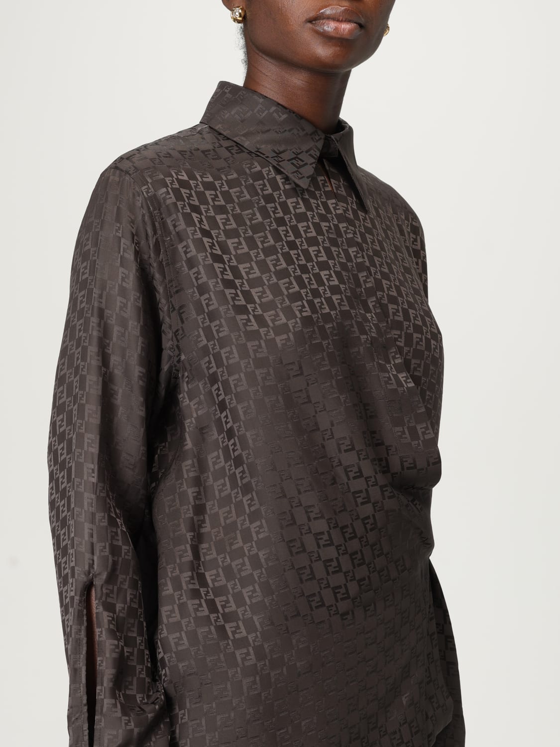 FENDI CAMISA: Camisa mujer Fendi, Marrón - Img 5