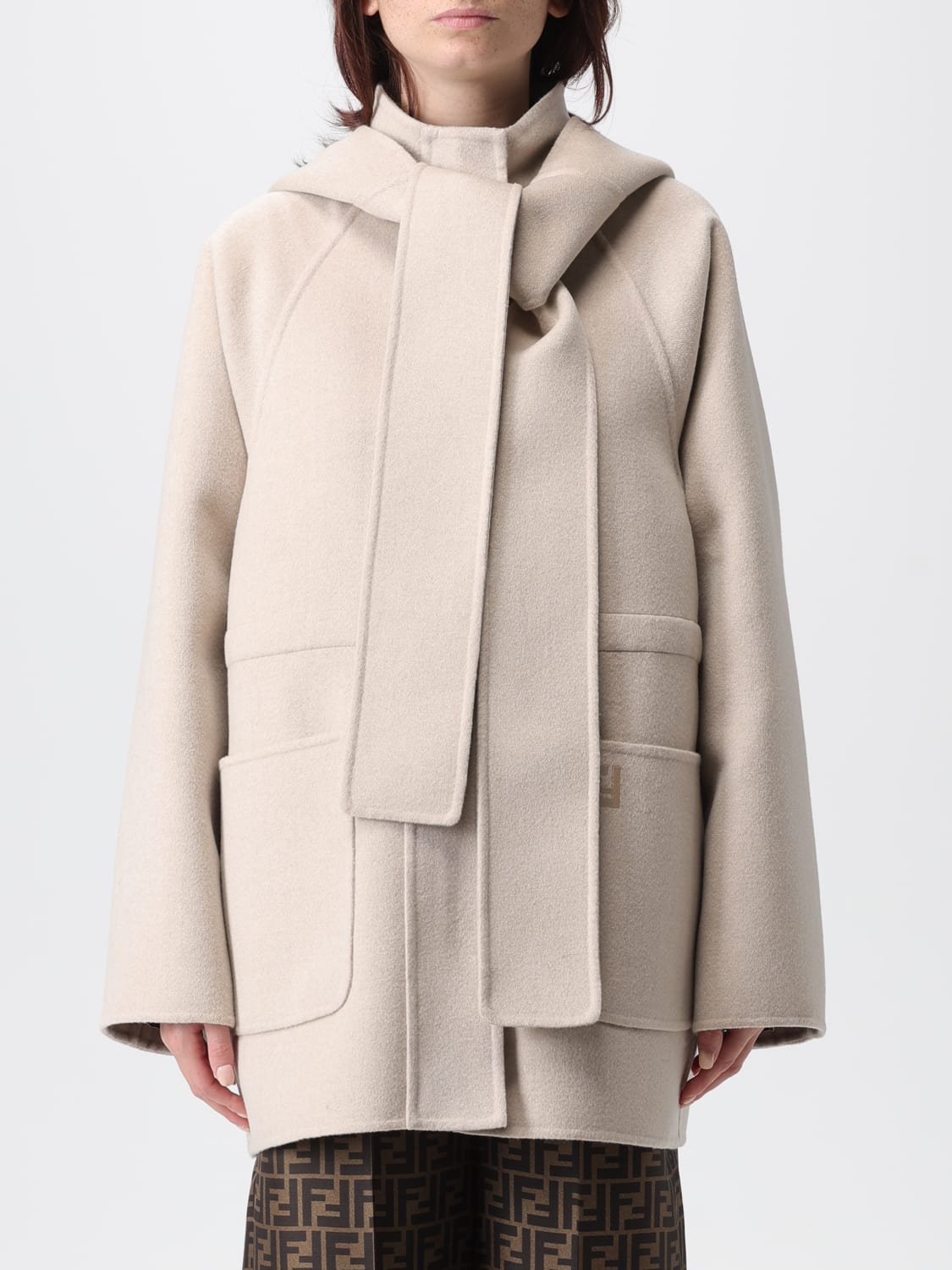 FENDI COAT: Coat woman Fendi, Grey - Img 1