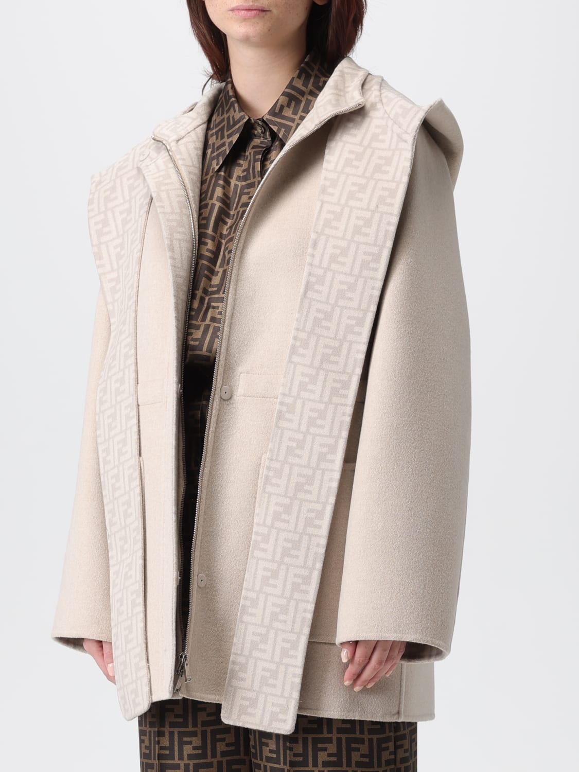 FENDI COAT: Coat woman Fendi, Grey - Img 4