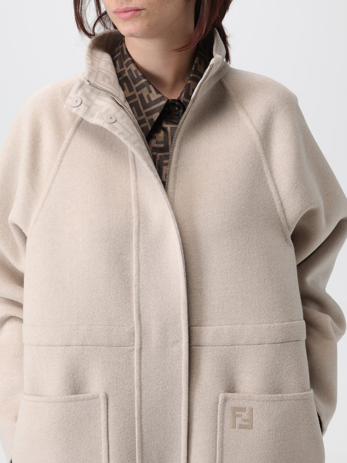 FENDI COAT: Coat woman Fendi, Grey - Img 5