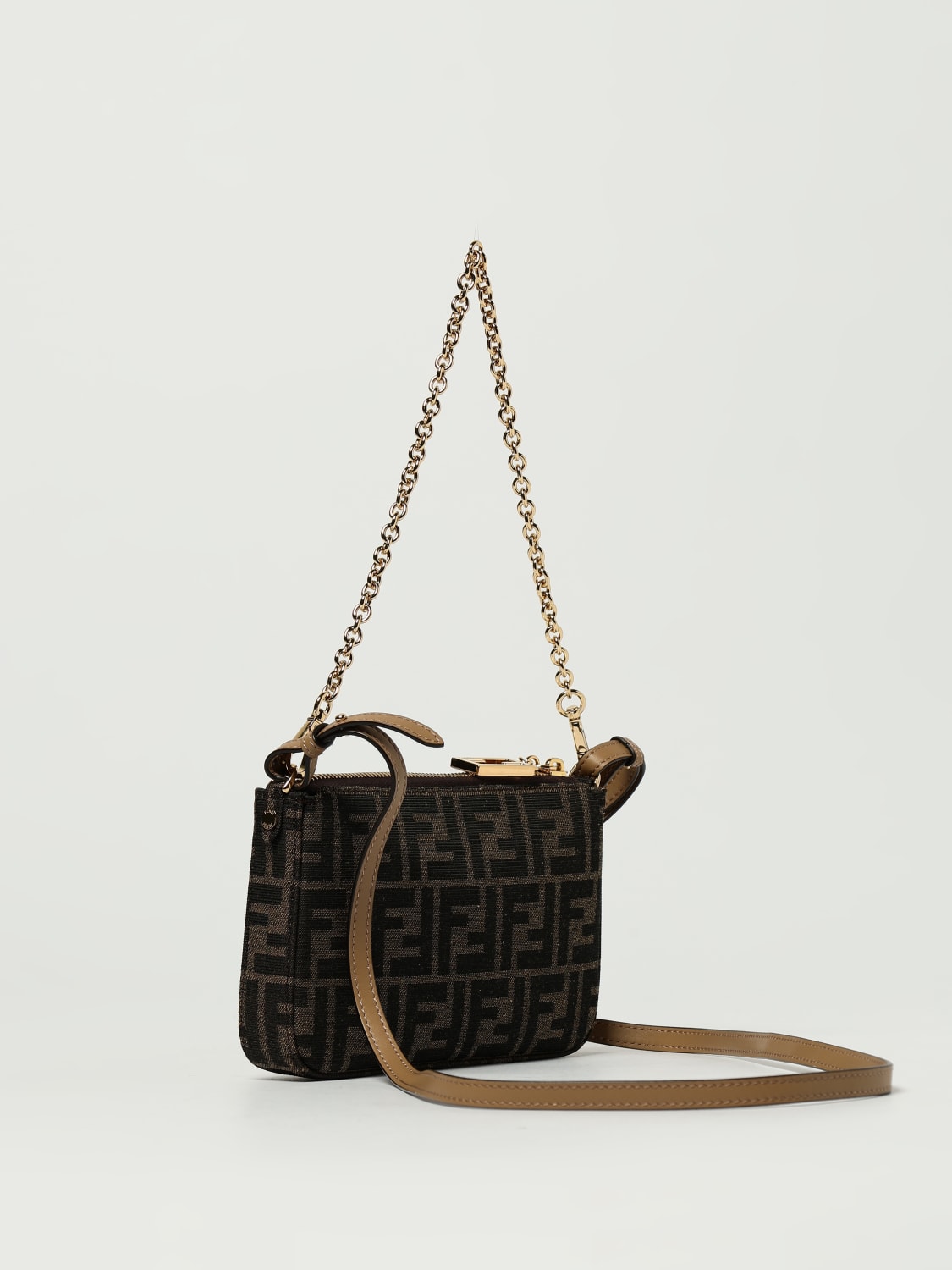FENDI MINI BAG: Shoulder bag woman Fendi, Brown - Img 3