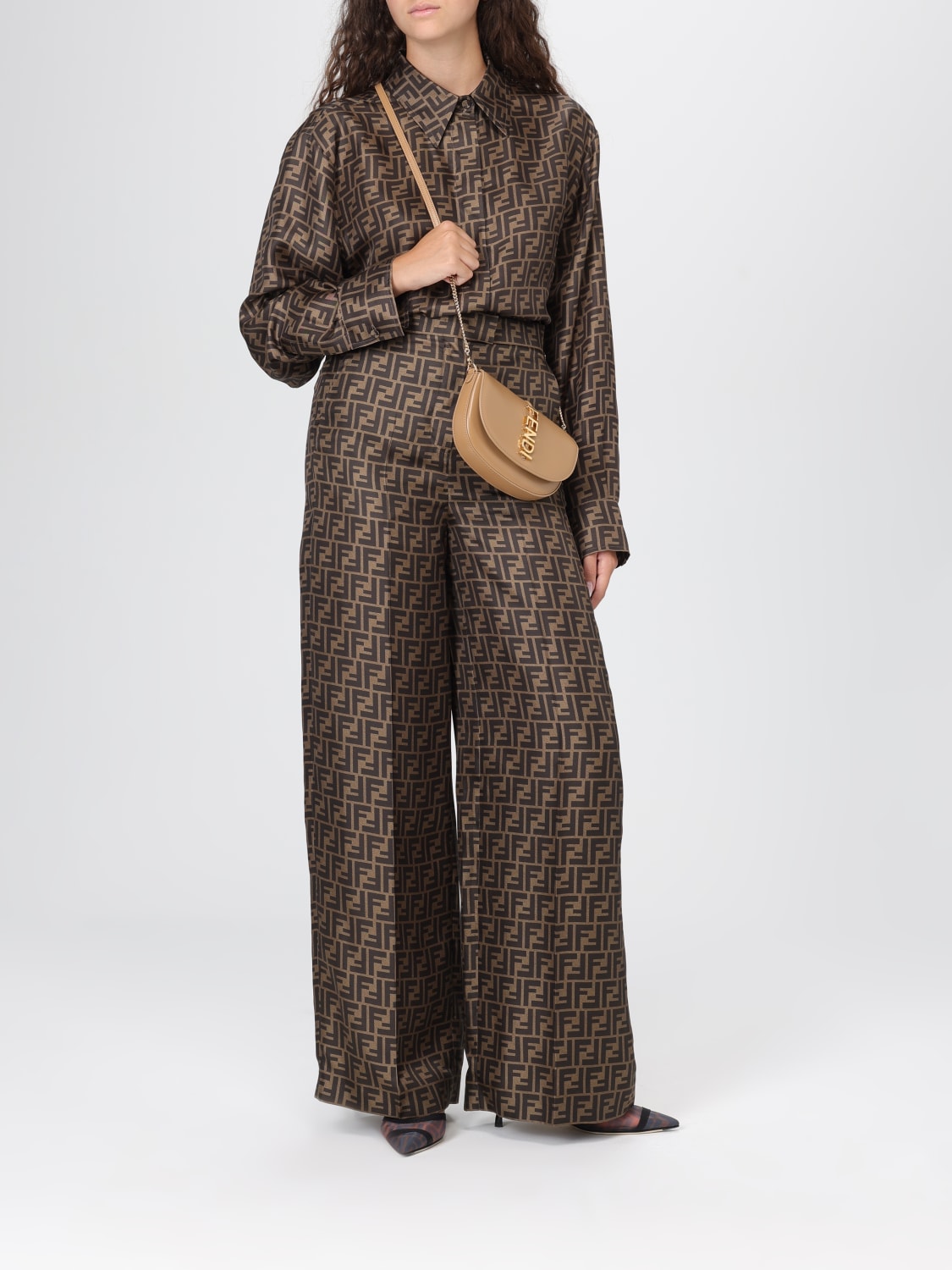 FENDI 迷你包: 肩包 女士 Fendi, 黄棕色 - Img 2