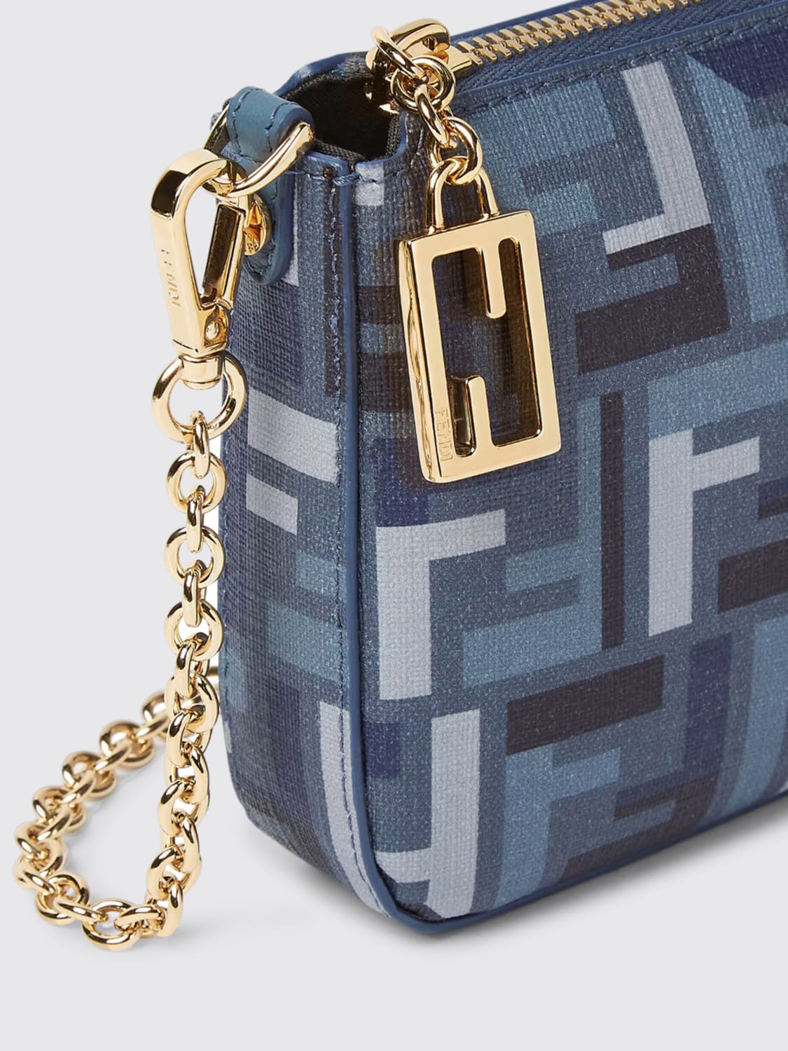 FENDI MINI SAC: Sac porté épaule femme Fendi, Bleu - Img 4