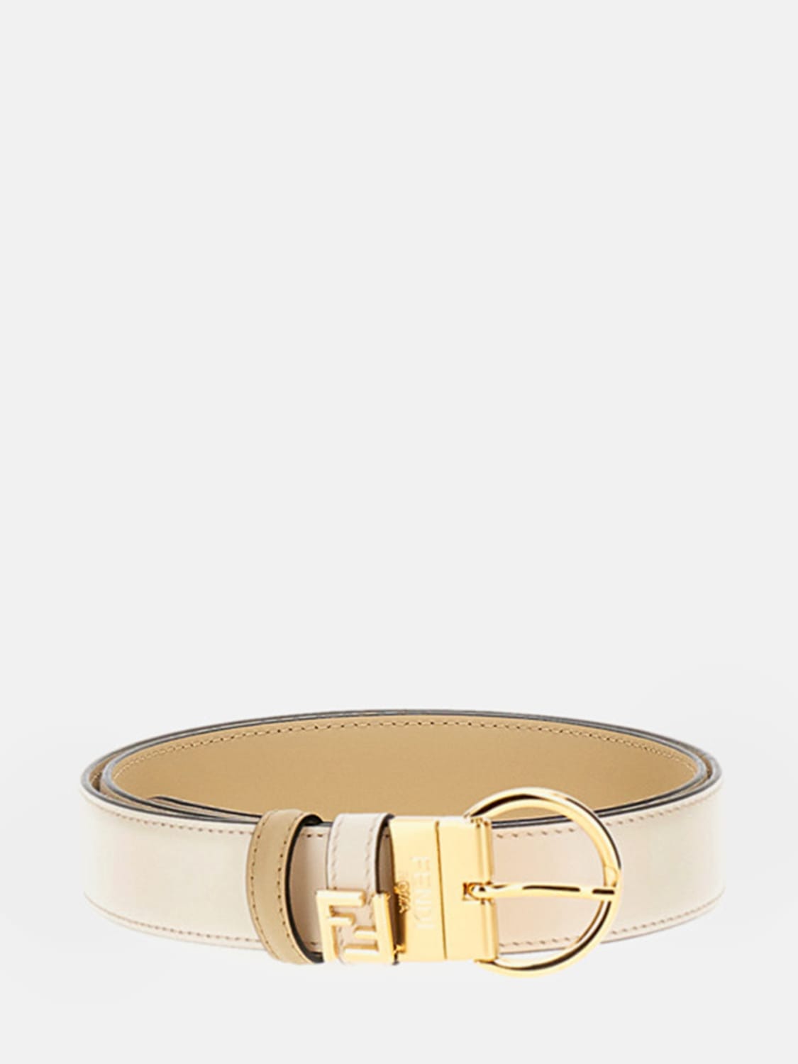 FENDI CINTURA: Cintura FF Fendi reversibile in pelle, Bianco - Img 1