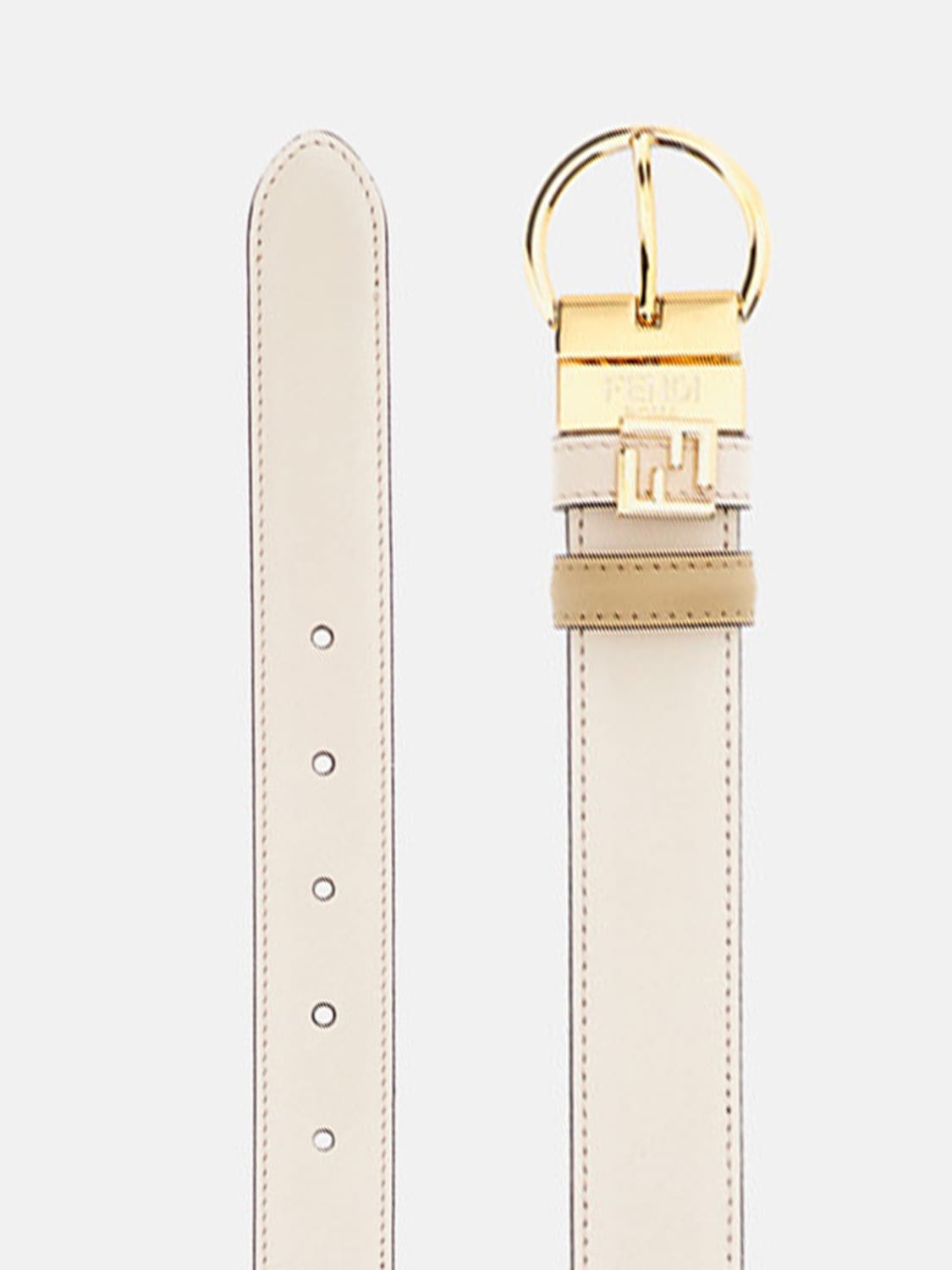 FENDI CINTURA: Cintura FF Fendi reversibile in pelle, Bianco - Img 2