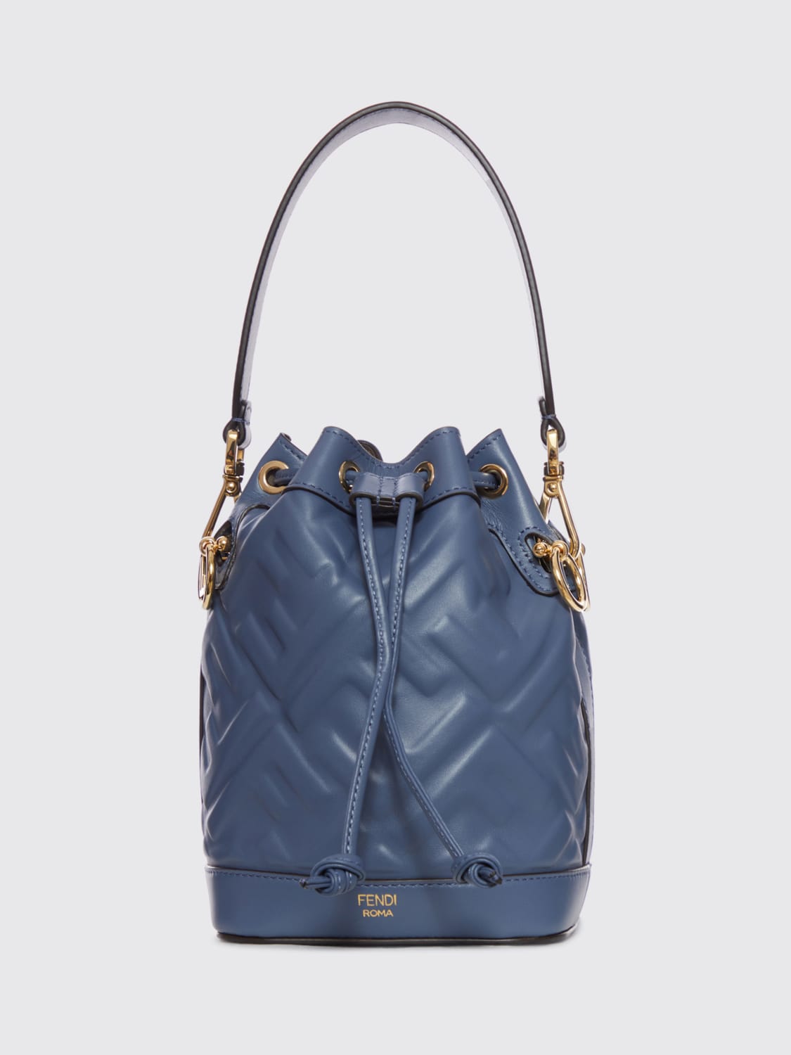 FENDI BORSA A MANO: Borsa Mon Tresor Fendi in pelle con monogram FF embossed , Blue - Img 1