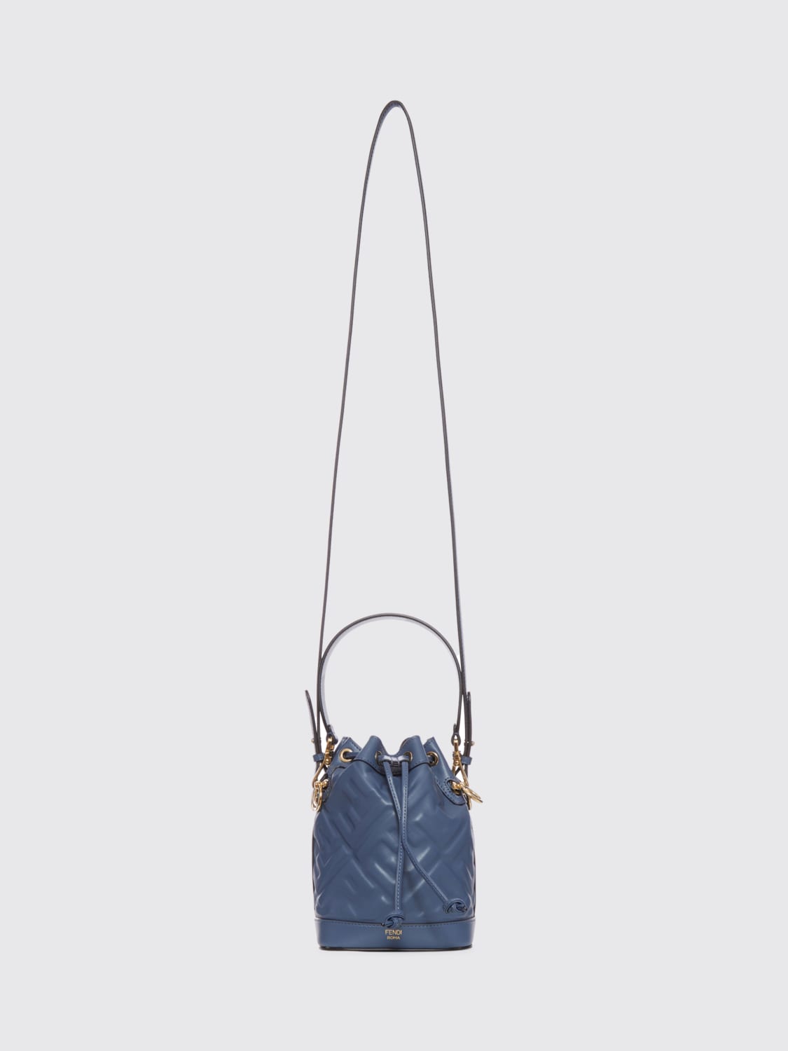 FENDI BORSA A MANO: Borsa Mon Tresor Fendi in pelle con monogram FF embossed , Blue - Img 4