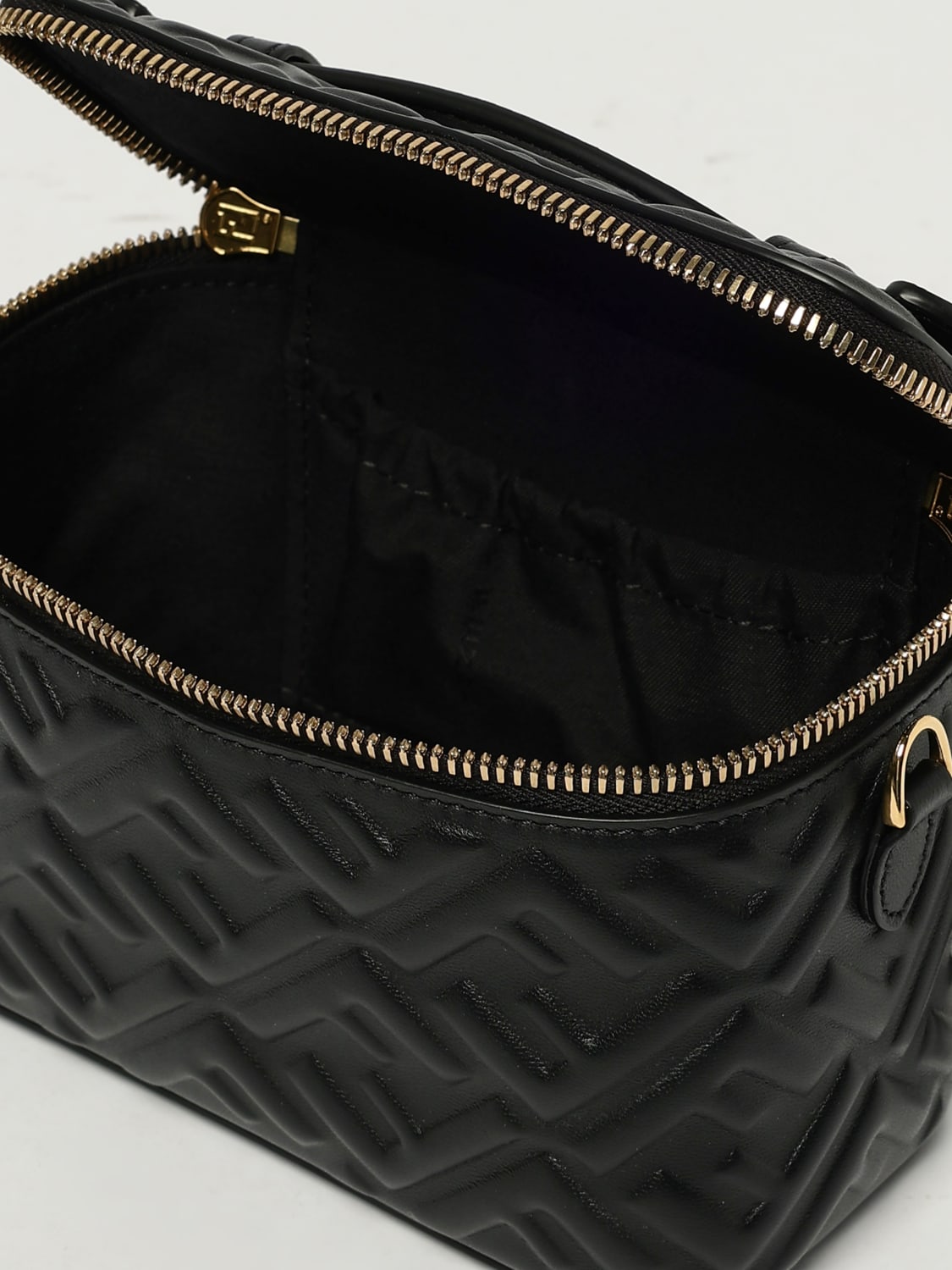 FENDI BORSA MINI: Borsa Vanity Fendi in nappa con monogram FF in rilievo , Nero - Img 5