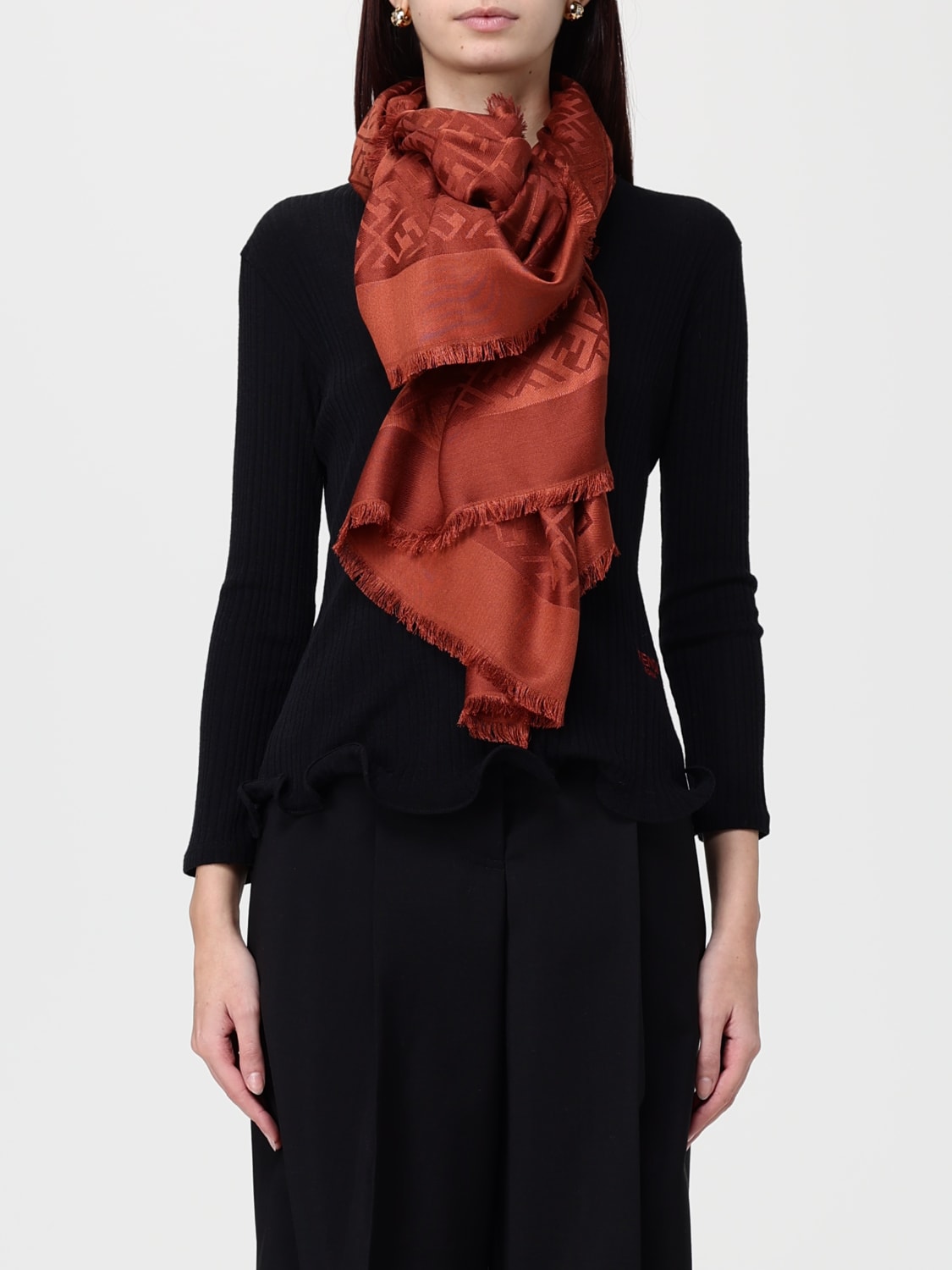 FENDI SCARF: Scarf woman Fendi, Brown - Img 2