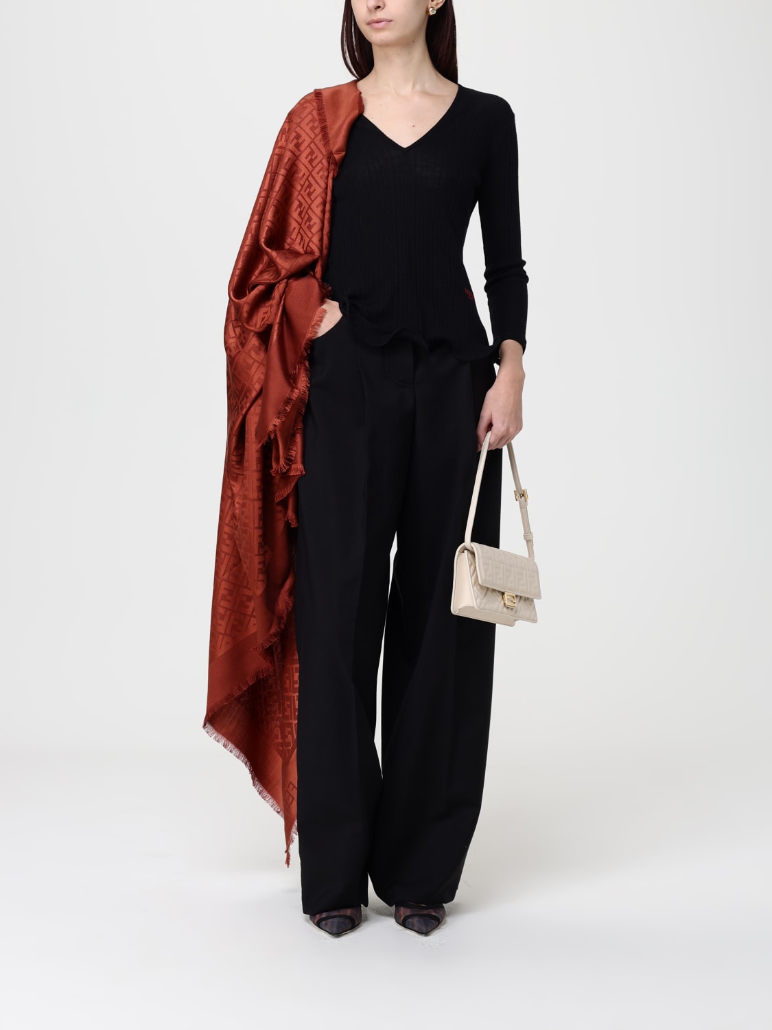 FENDI SCARF: Scarf woman Fendi, Brown - Img 4