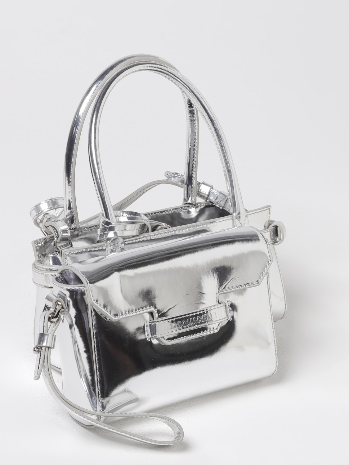 DSQUARED2 BORSA MINI: Borsa Mini Twin Dsquared2 in vernice , Argento - Img 3