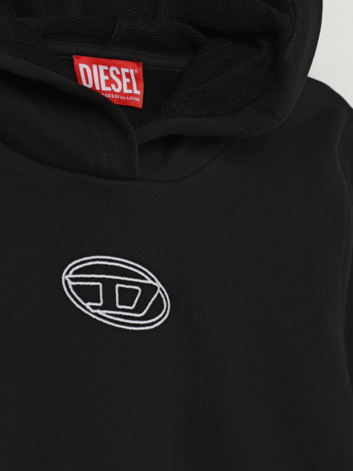 DIESEL MAGLIA: Felpa Diesel in cotone con cappuccio, Nero - Img 3