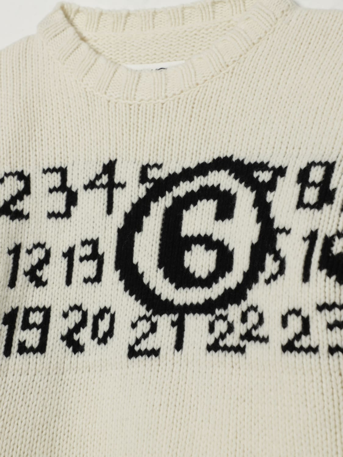 MM6 MAISON MARGIELA MAGLIA: Maglione in misto lana con logo jacquard MM6 Maison Margiela, Bianco - Img 3