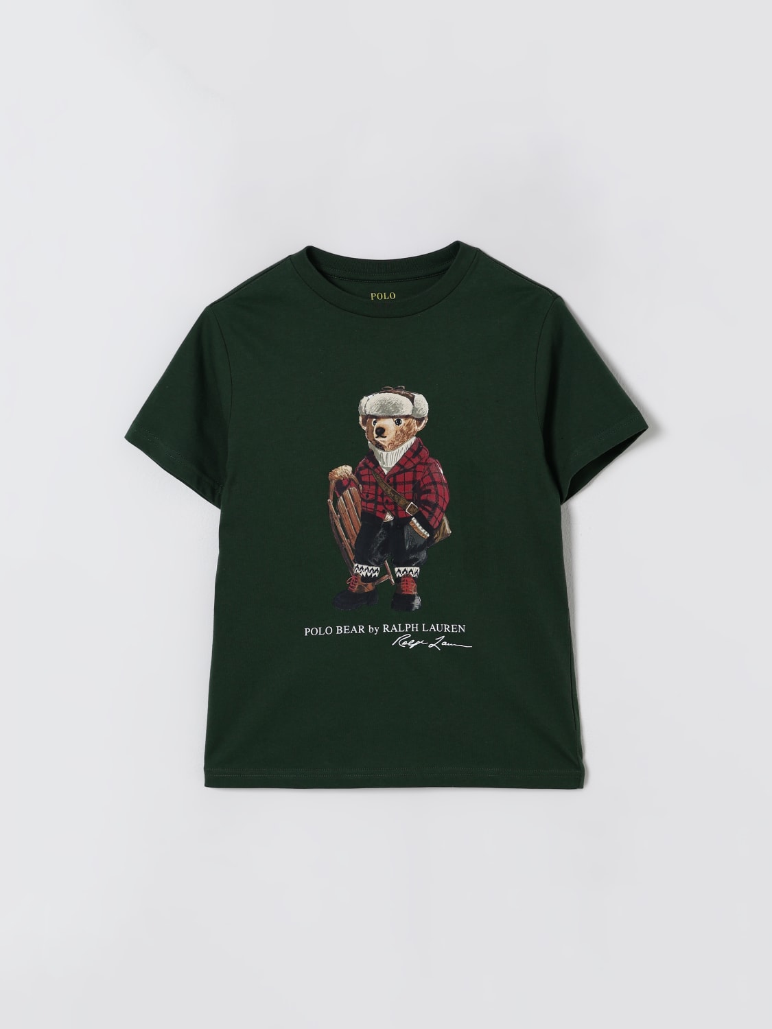 POLO RALPH LAUREN T-SHIRT: T-shirt in cotone con stampa Orso Polo Ralph Lauren, Verde - Img 1