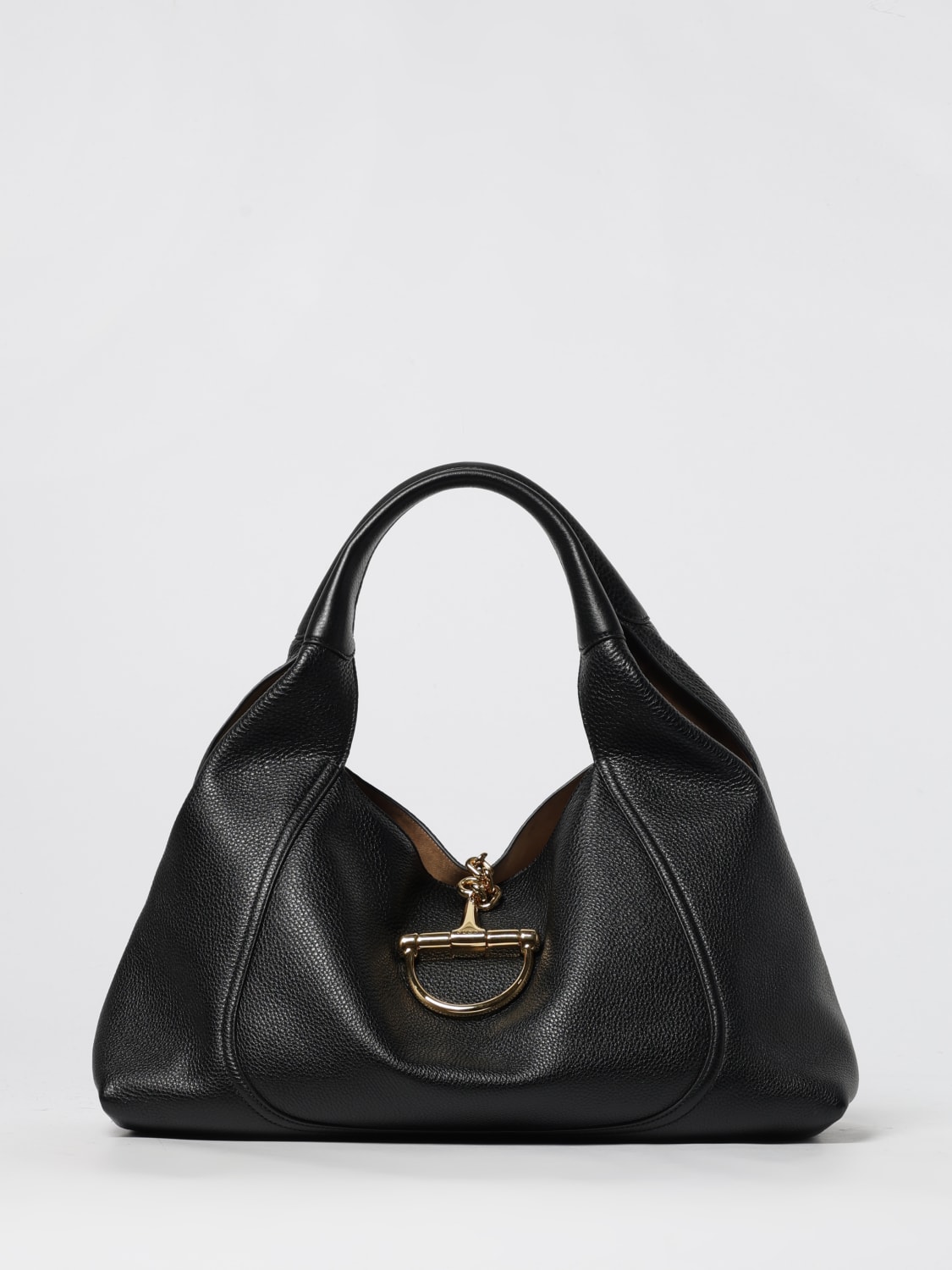 GUCCI BORSA A SPALLA: Borsa Softbit Maxi Gucci in pelle martellata , Nero - Img 1
