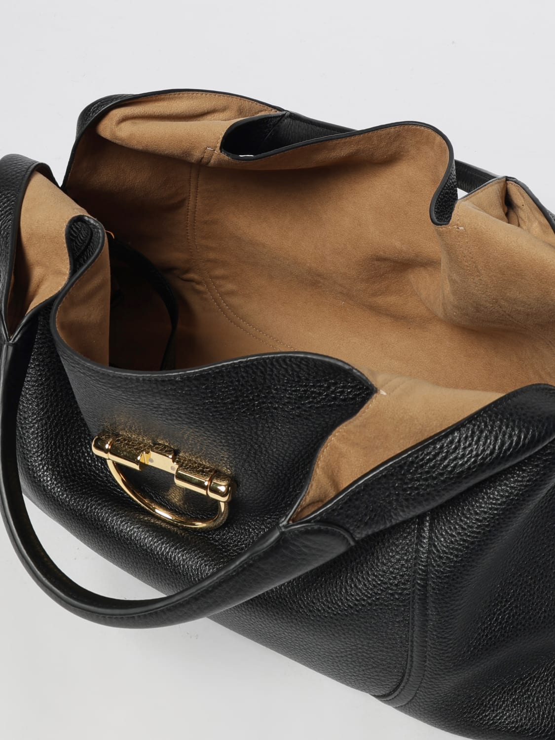 GUCCI BORSA A SPALLA: Borsa Softbit Maxi Gucci in pelle martellata , Nero - Img 5