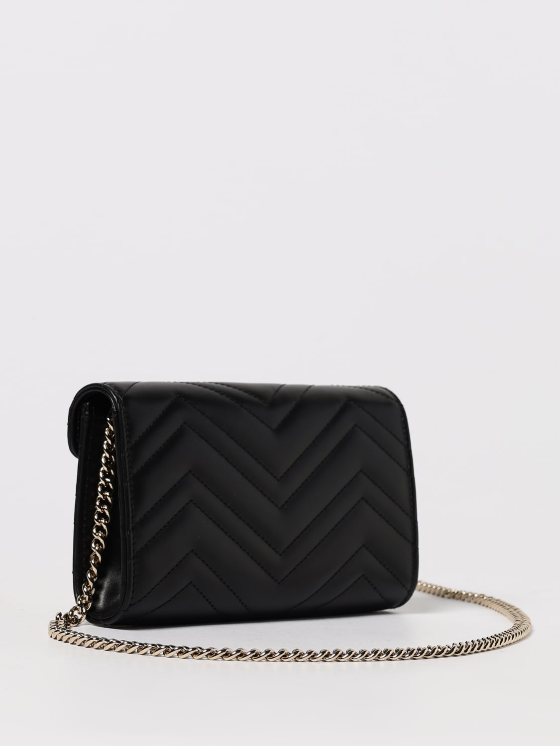 GUCCI BORSA MINI: Borsa Portafoglio GG Marmont con catena Gucci, Nero - Img 3