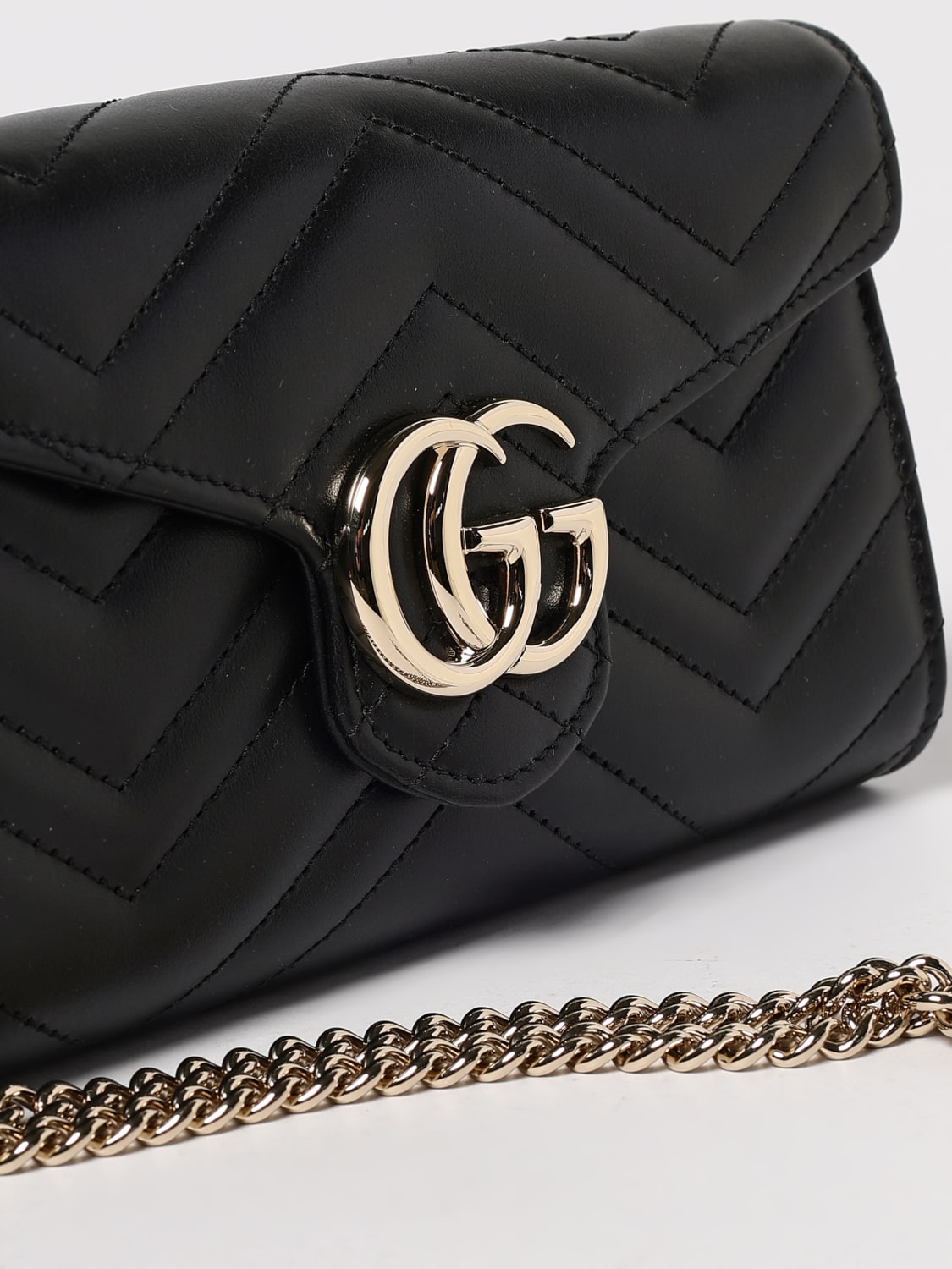GUCCI BORSA MINI: Borsa Portafoglio GG Marmont con catena Gucci, Nero - Img 4