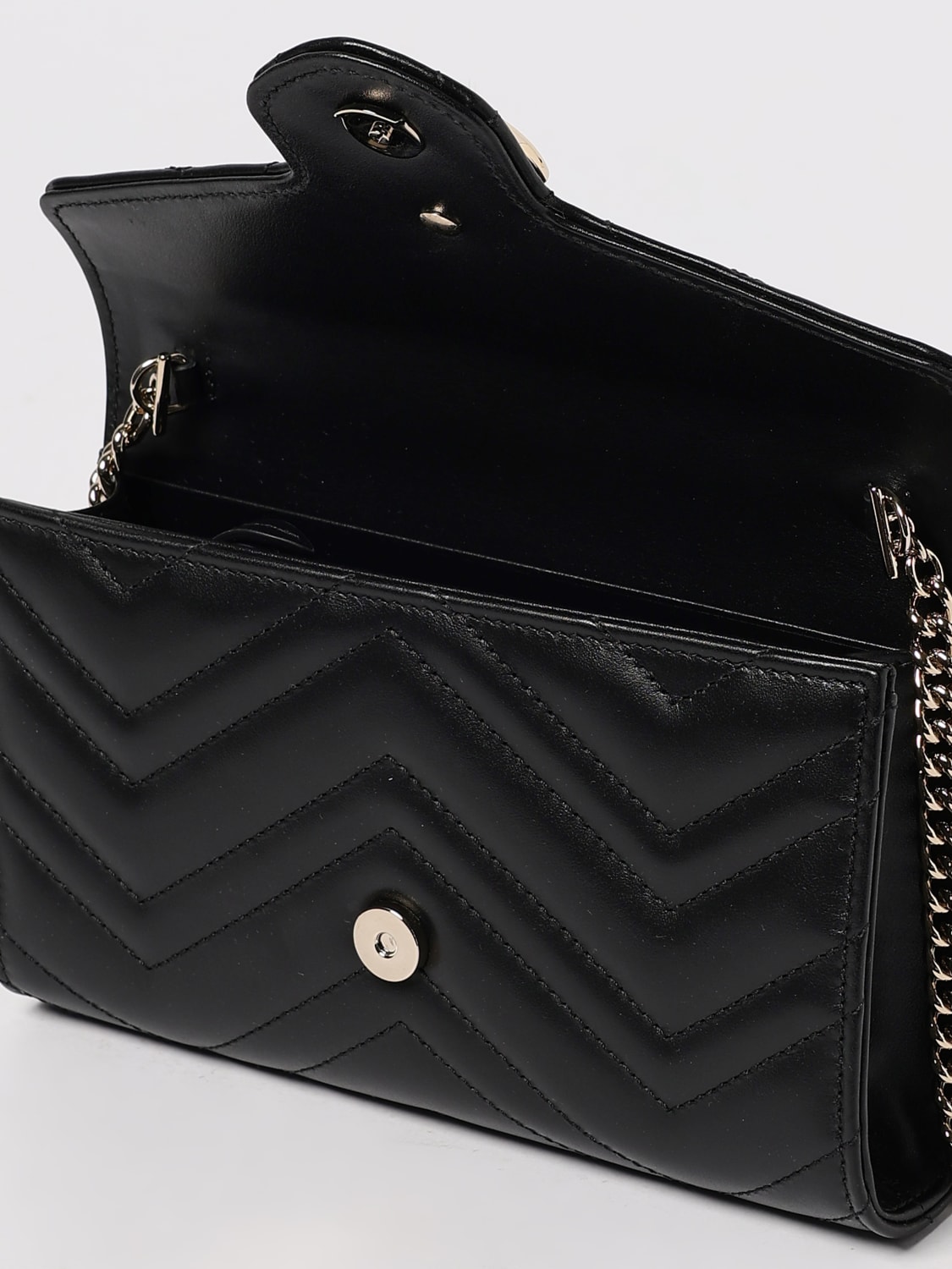GUCCI BORSA MINI: Borsa Portafoglio GG Marmont con catena Gucci, Nero - Img 5